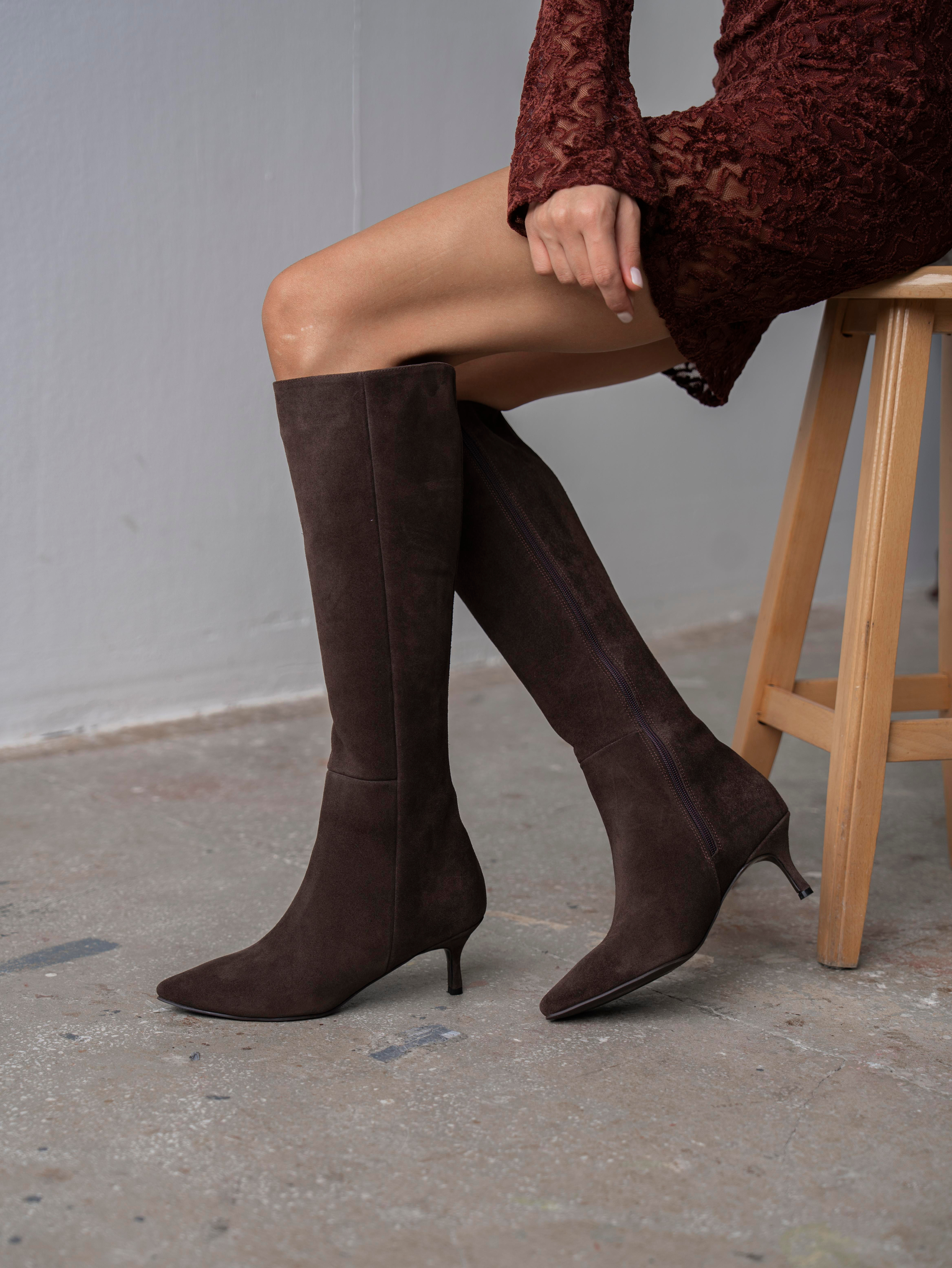 Zanka Kahve Süet Hakiki Deri  Çizme