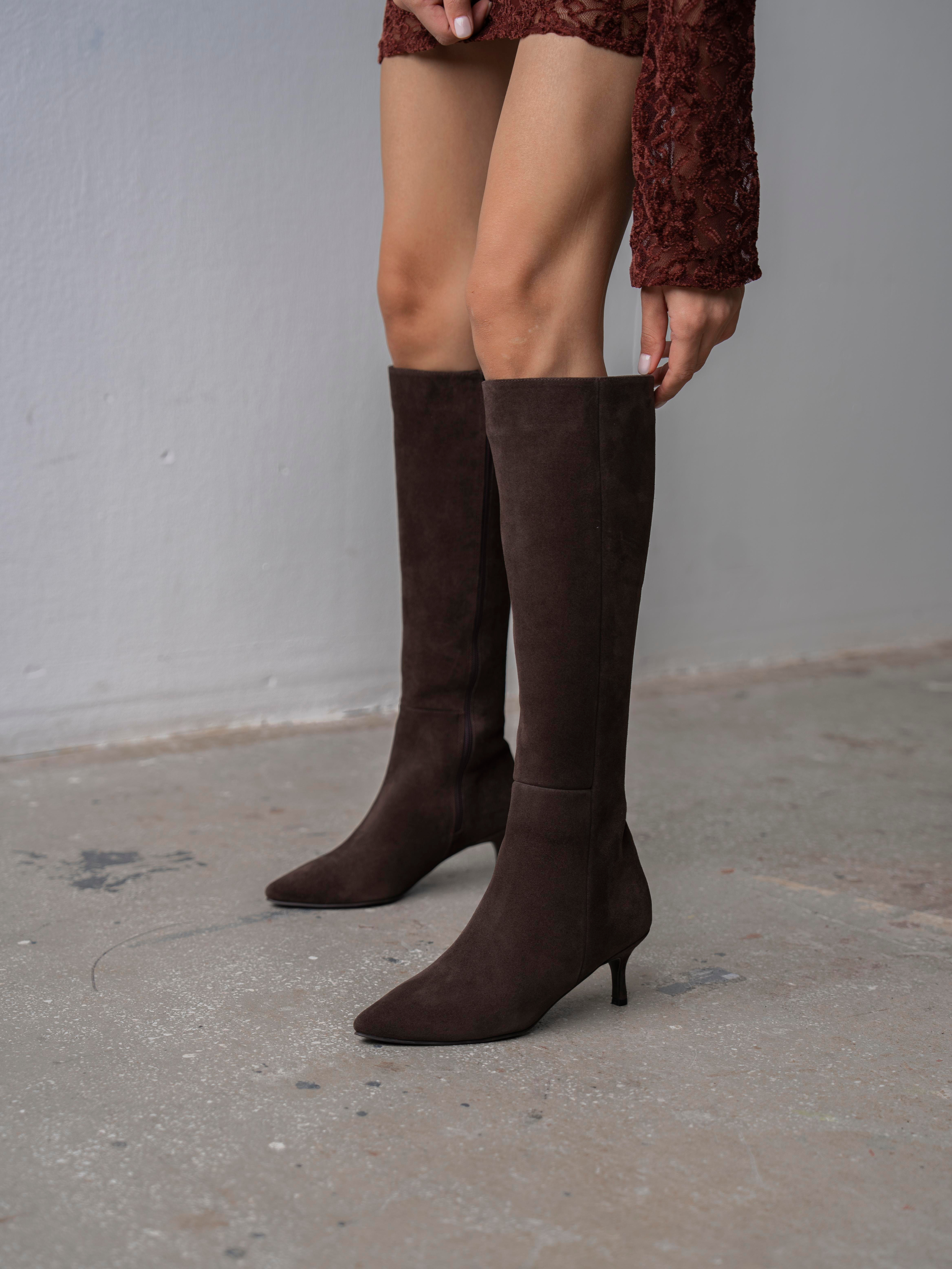 Zanka Kahve Süet Hakiki Deri  Çizme