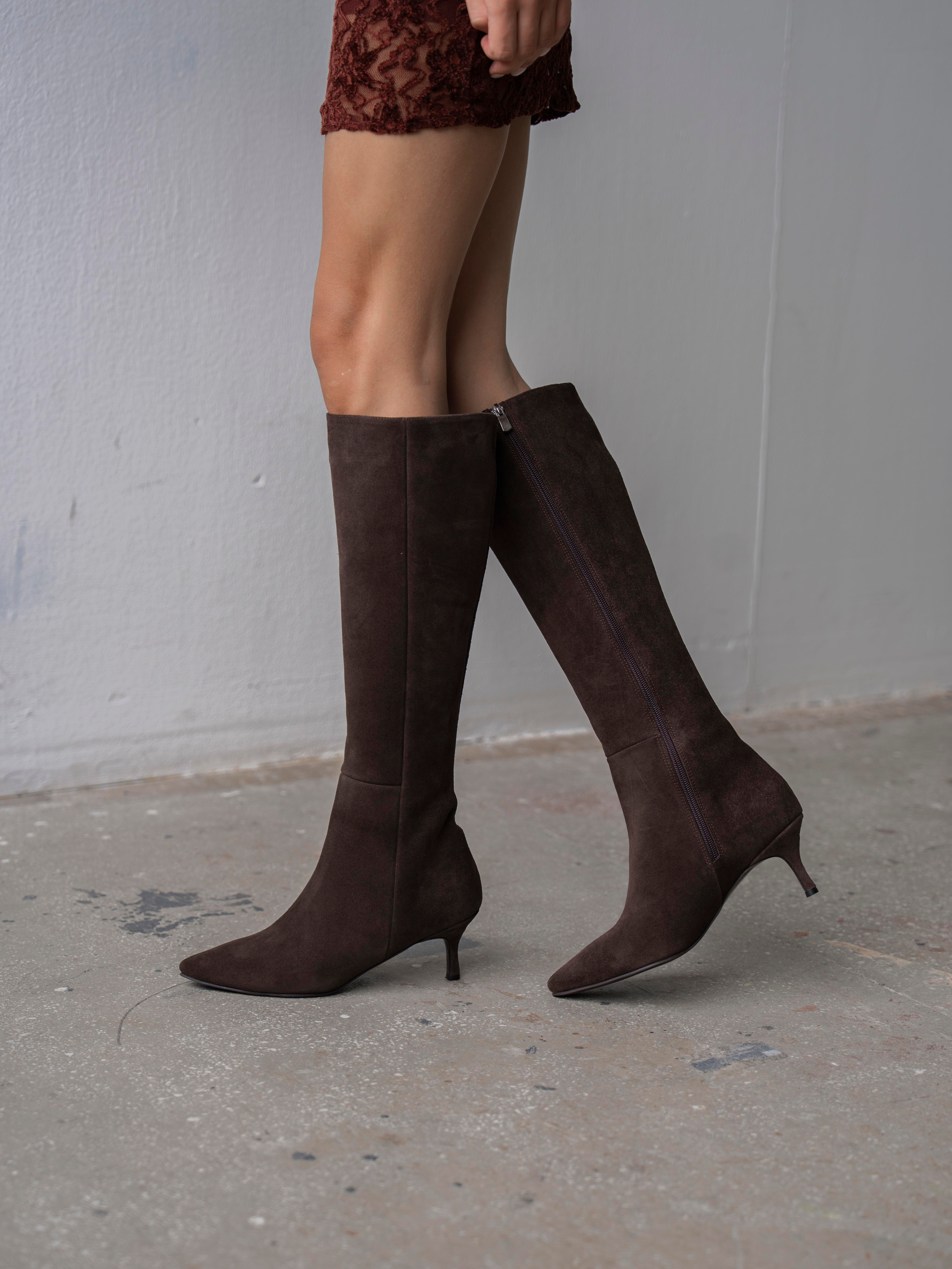 Zanka Kahve Süet Hakiki Deri  Çizme