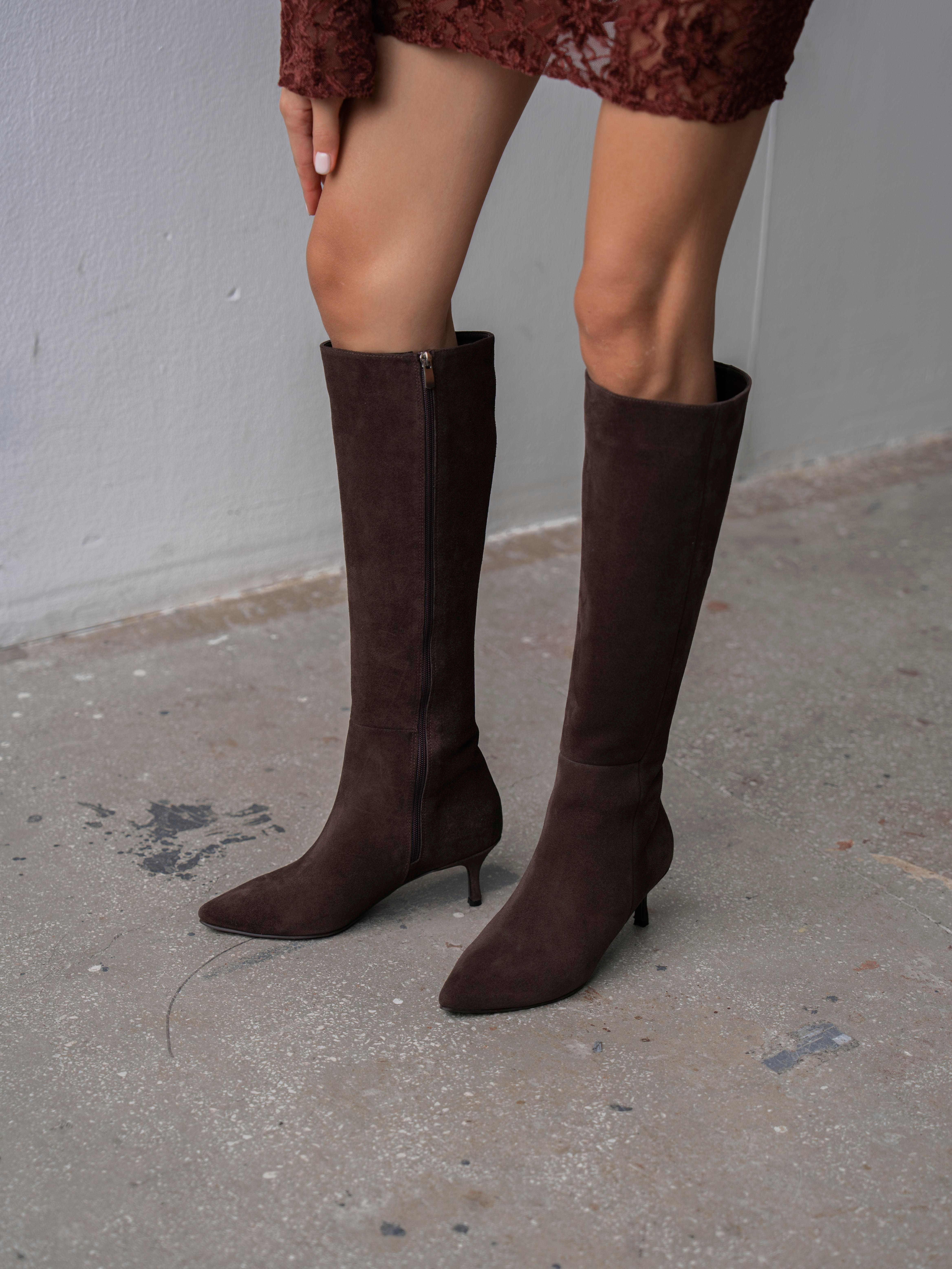 Zanka Kahve Süet Hakiki Deri  Çizme