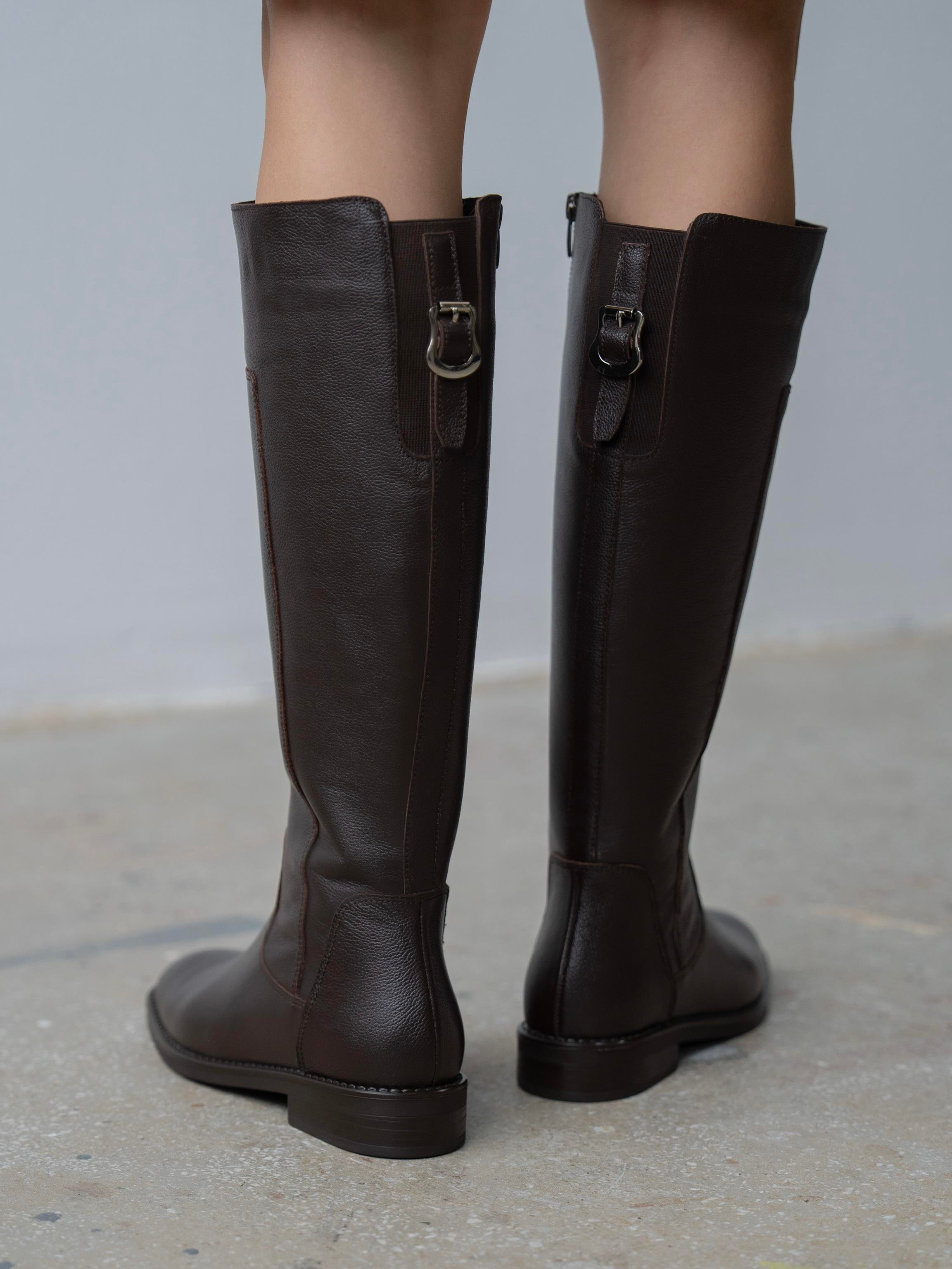 Zolena Kahve Hakiki Deri Kadın Çizme