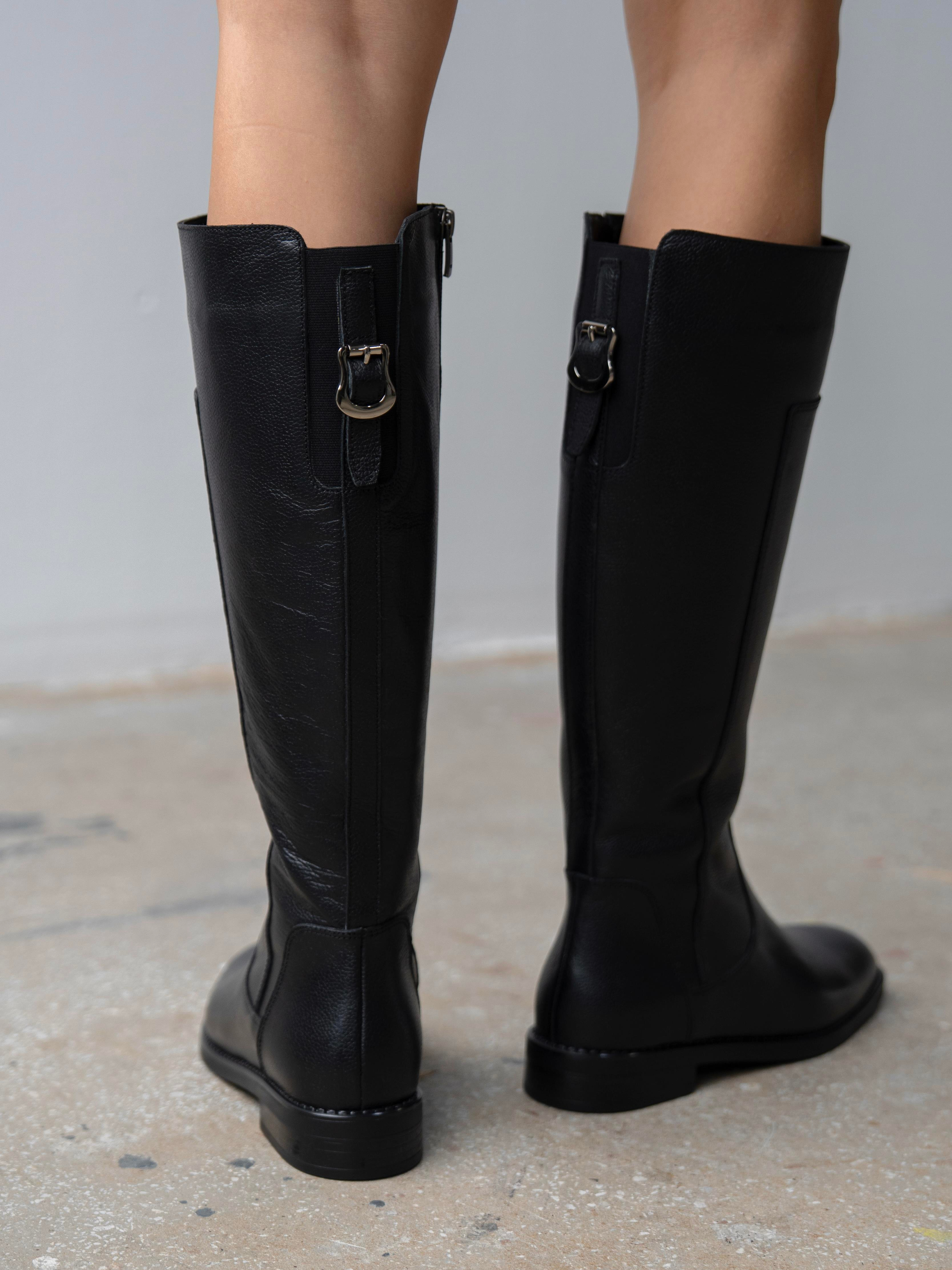 Zolena Siyah Hakiki Deri Kadın Çizme