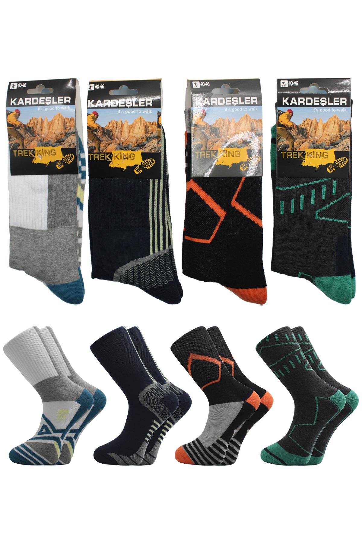 Erkek Trekking Yürüyüş Kalın Soket Çorap 4'lü Paket
