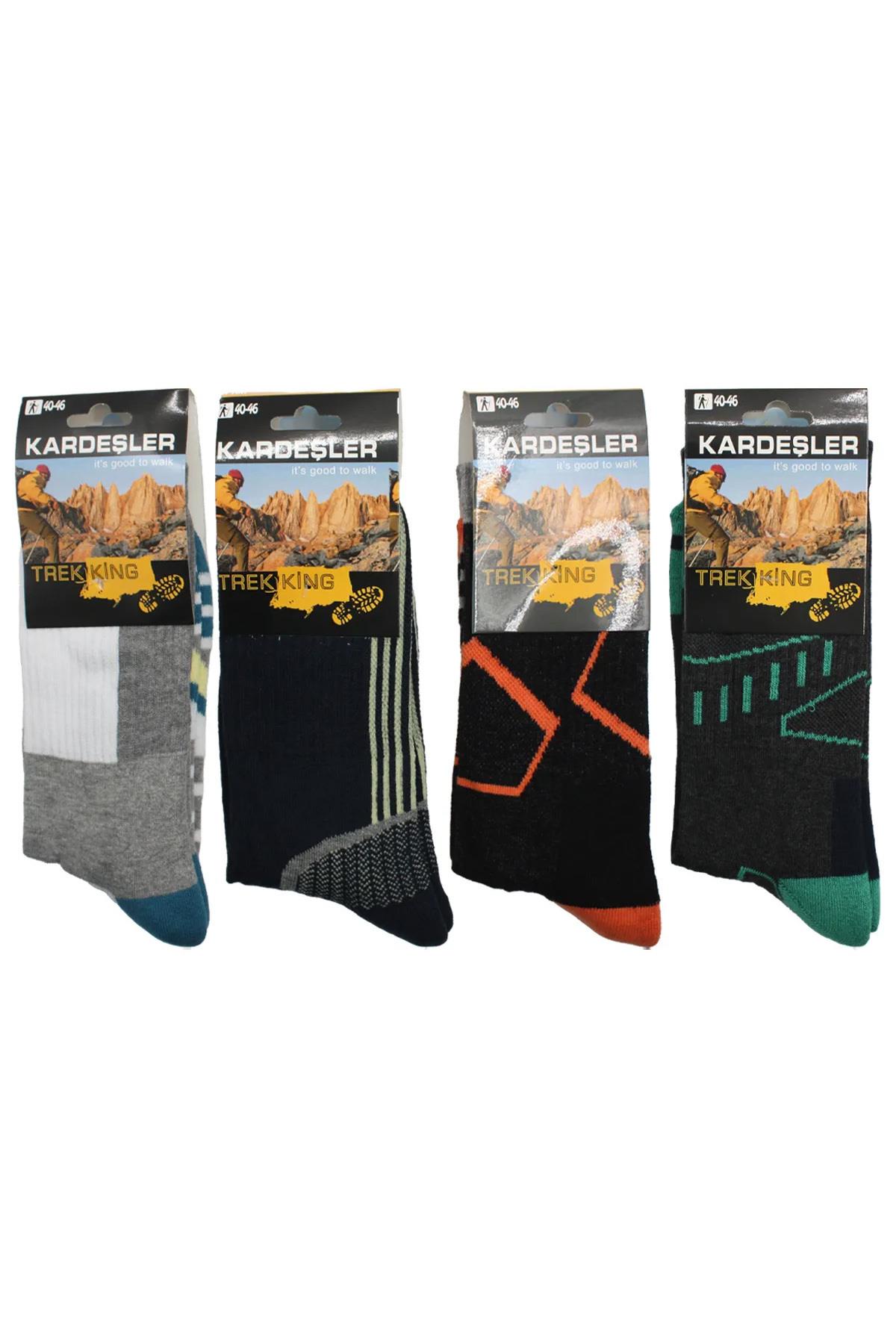 Erkek Trekking Yürüyüş Kalın Soket Çorap 4'lü Paket