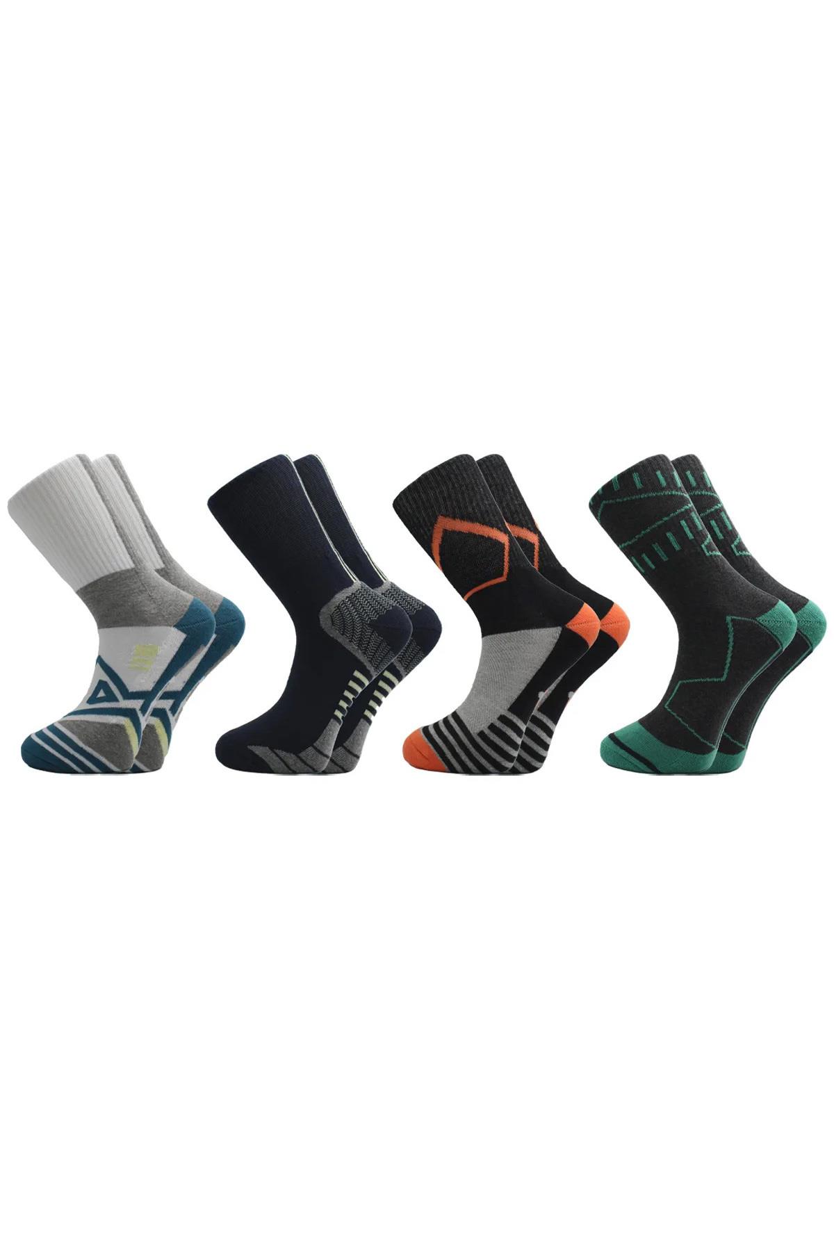 Erkek Trekking Yürüyüş Kalın Soket Çorap 4'lü Paket