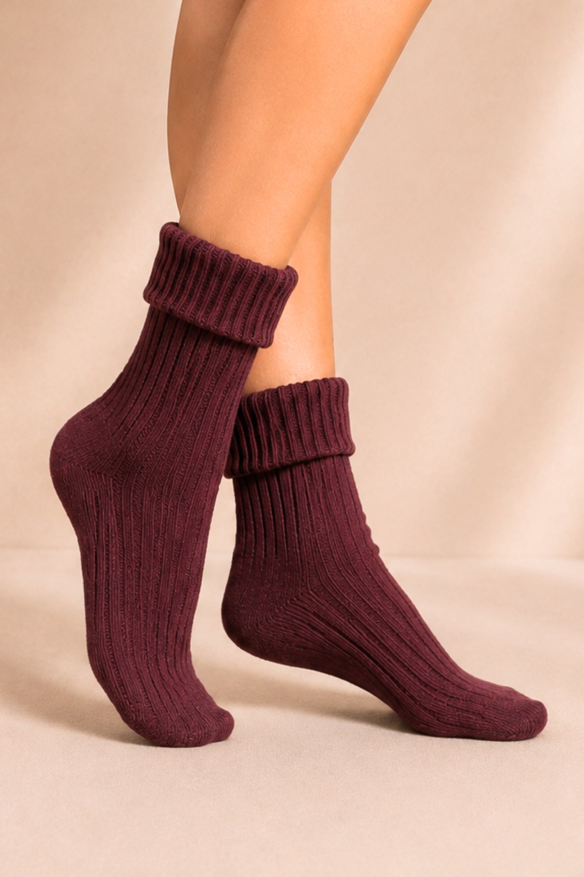Kadın Kıvrık Lambswool Yün Yarım Konç Çorap 12'li Paket - 36 - 40