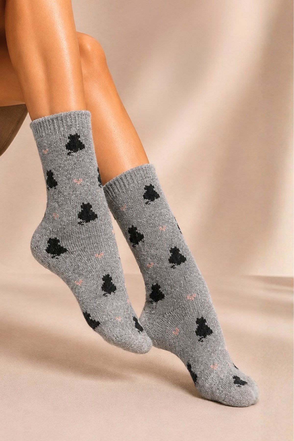 Kadın Lambswool Kışlık Soket Çorap 4'lu Paket - 36 - 40