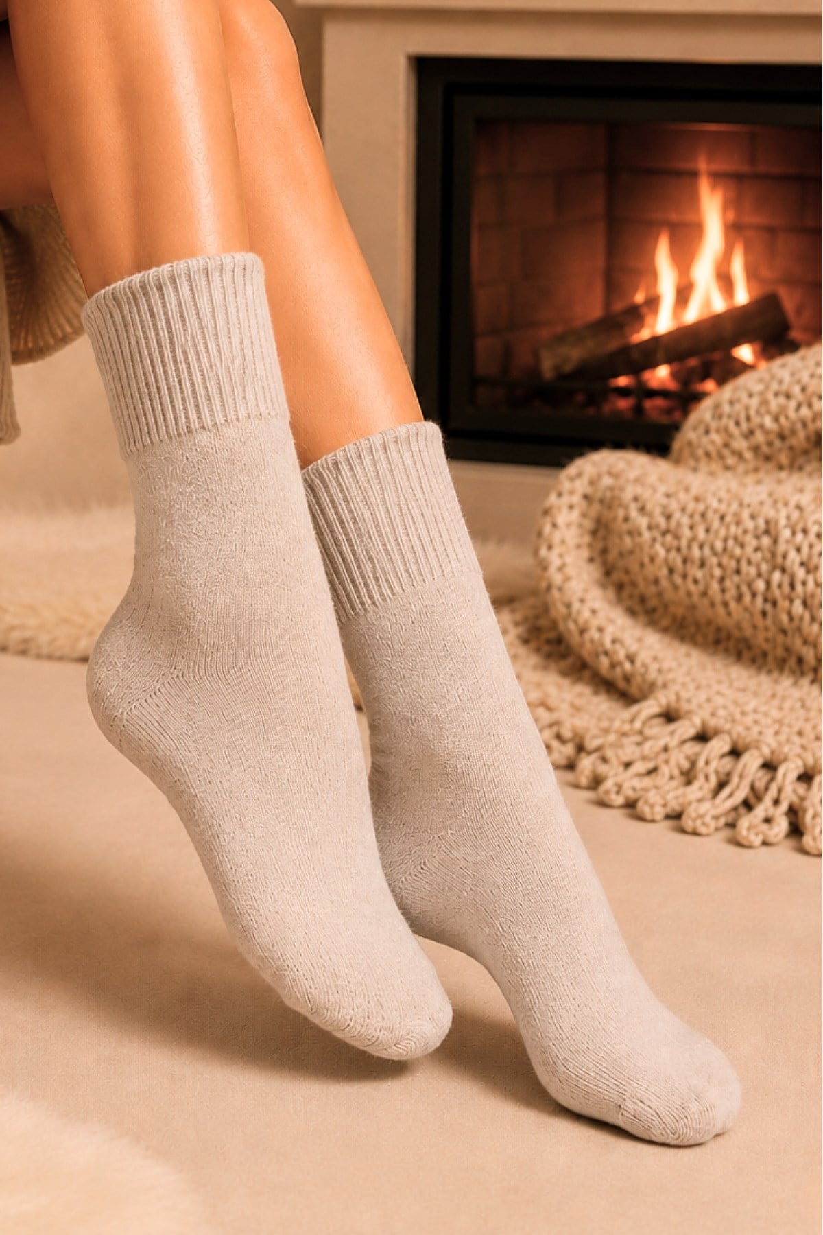 Kadın Lambswool Kışlık Soket Çorap 4'lu Paket - 36 - 40
