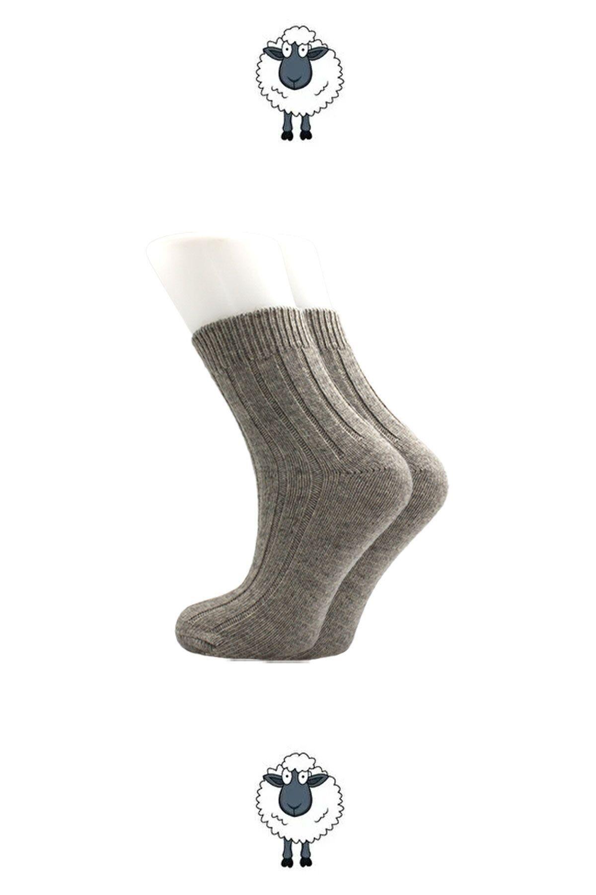 Kadın Lambswool Yün Kışlık Çok Renkli Yarım Konç Çorap 4'lı Paket