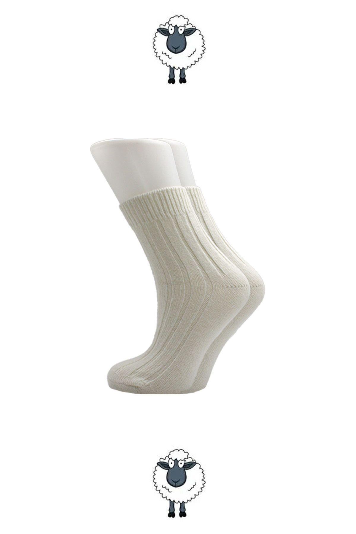 Kadın Lambswool Yün Kışlık Çok Renkli Yarım Konç Çorap 4'lı Paket