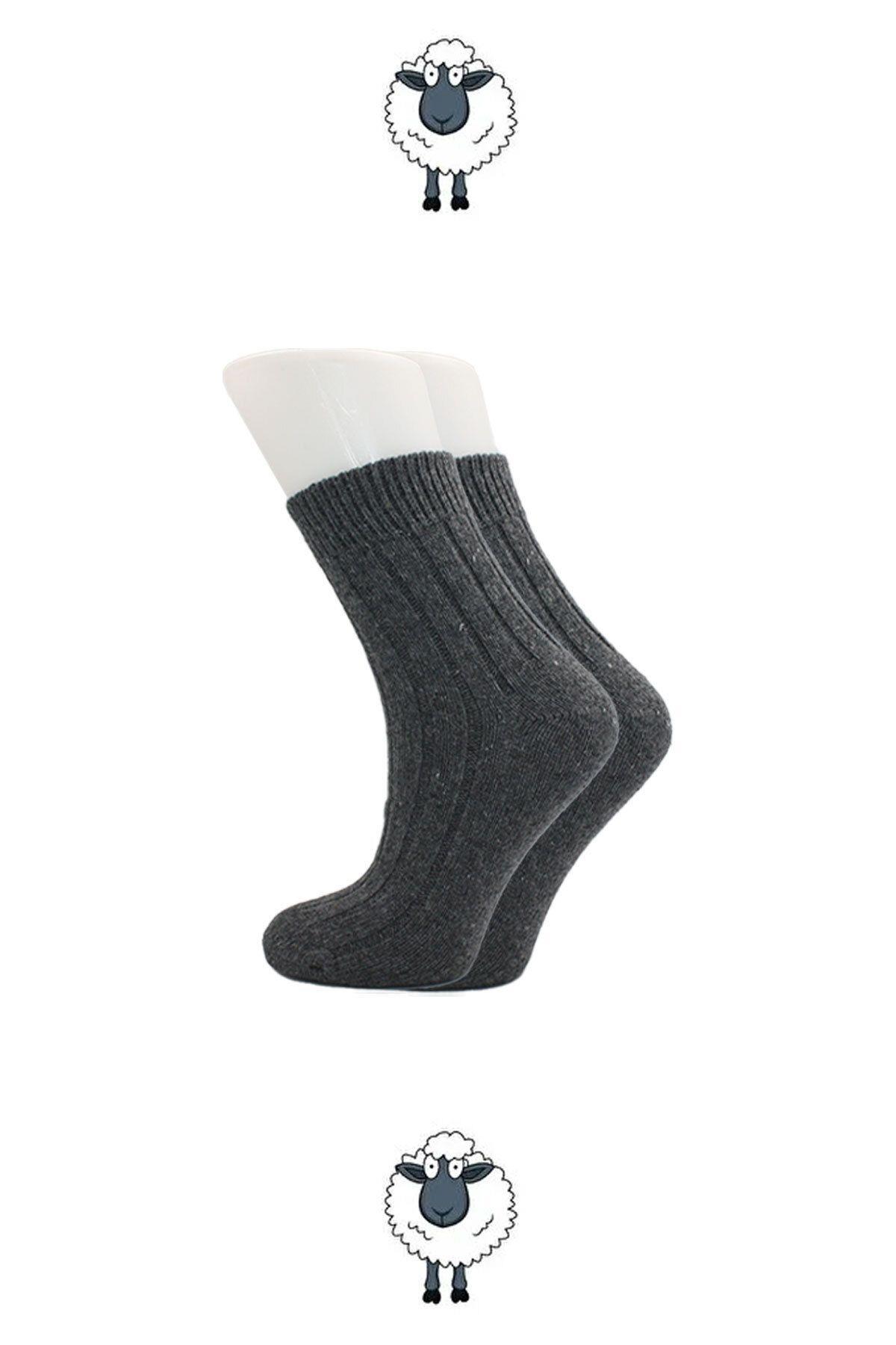 Kadın Lambswool Yün Kışlık Çok Renkli Yarım Konç Çorap 4'lı Paket