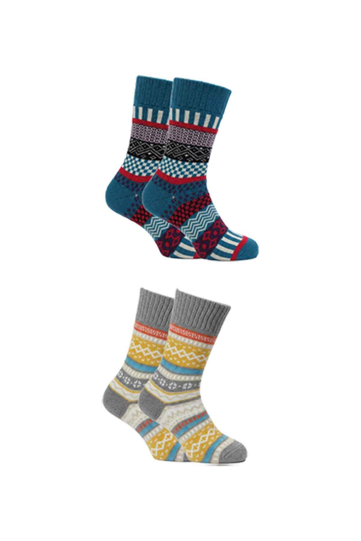 Kadın Lambswool Yün Kışlık Kalın Soket Çorap 6'lı Paket