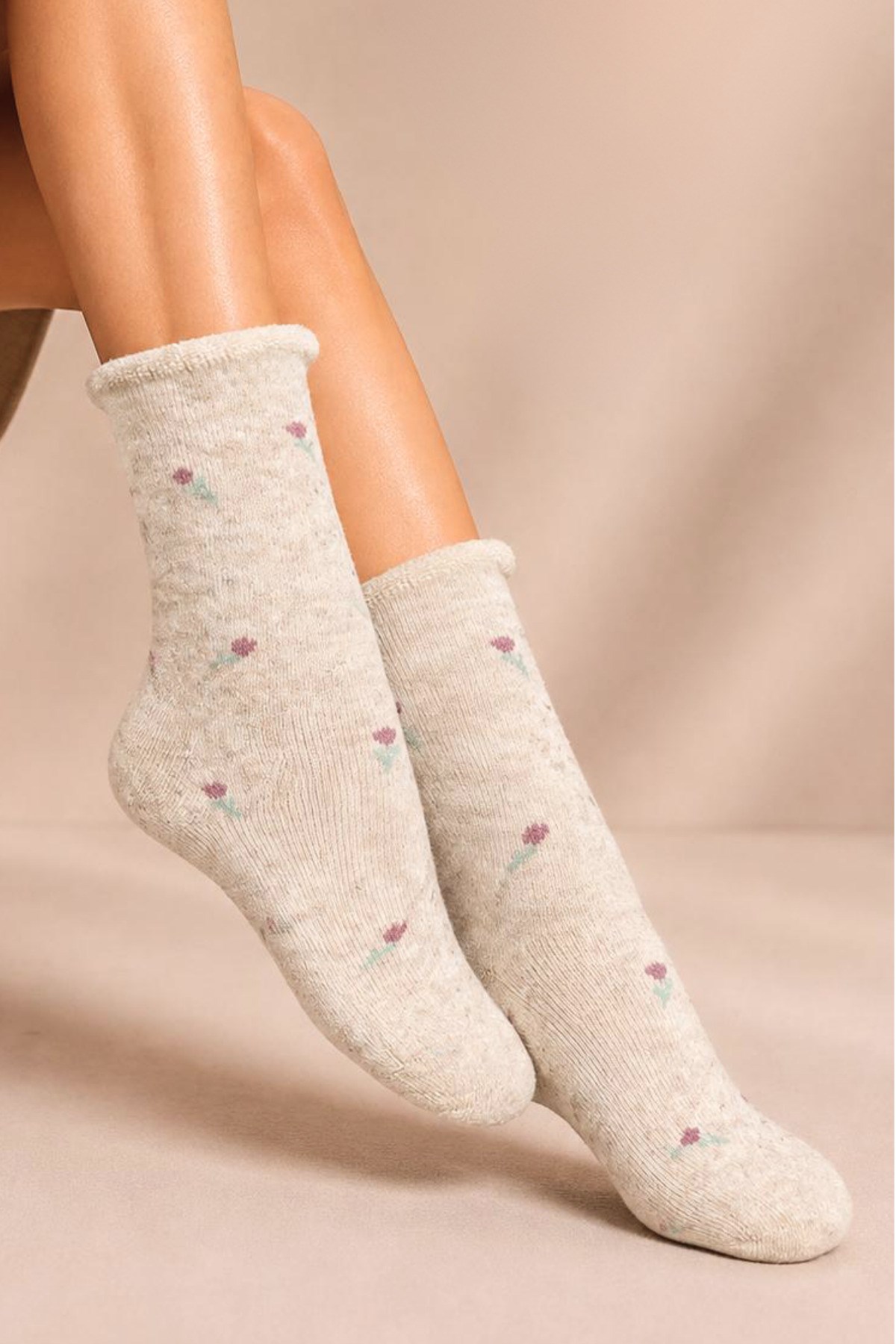 Kadın Lastiksiz Lambswool Kışlık Kalın Soket Çorap 4'lu Paket - 36 - 40