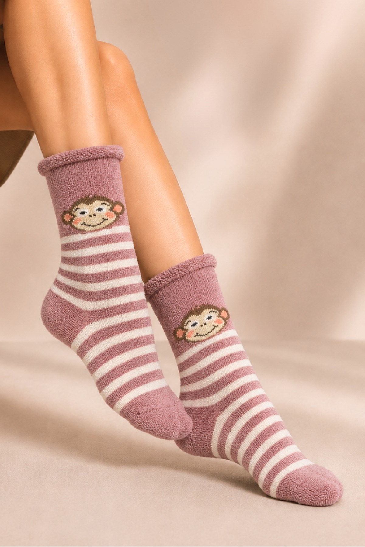 Kadın Lastiksiz Lambswool Kışlık Kalın Soket Çorap 4'lu Paket - 36 - 40