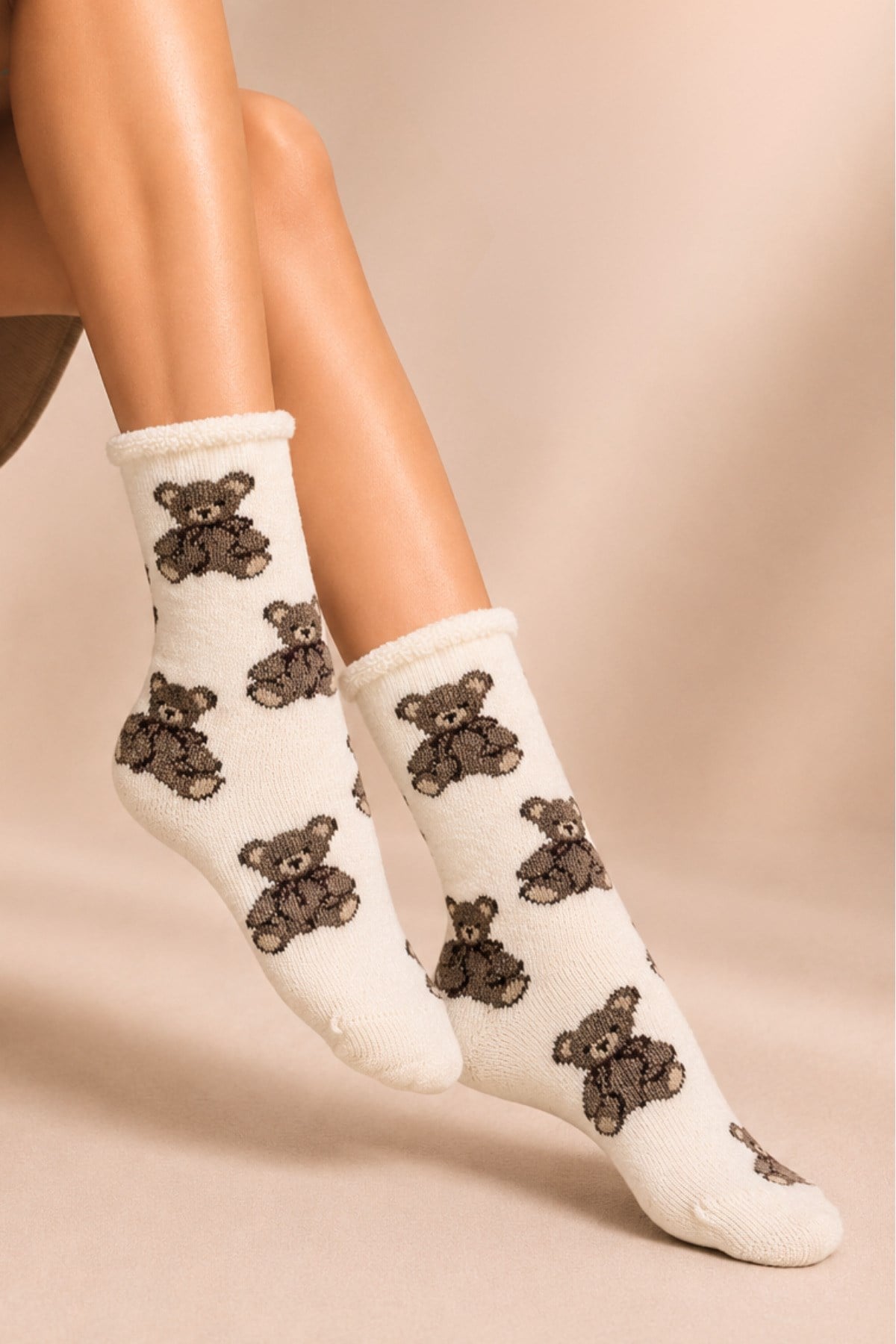 Kadın Lastiksiz Lambswool Kışlık Kalın Soket Çorap 4'lu Paket - 36 - 40