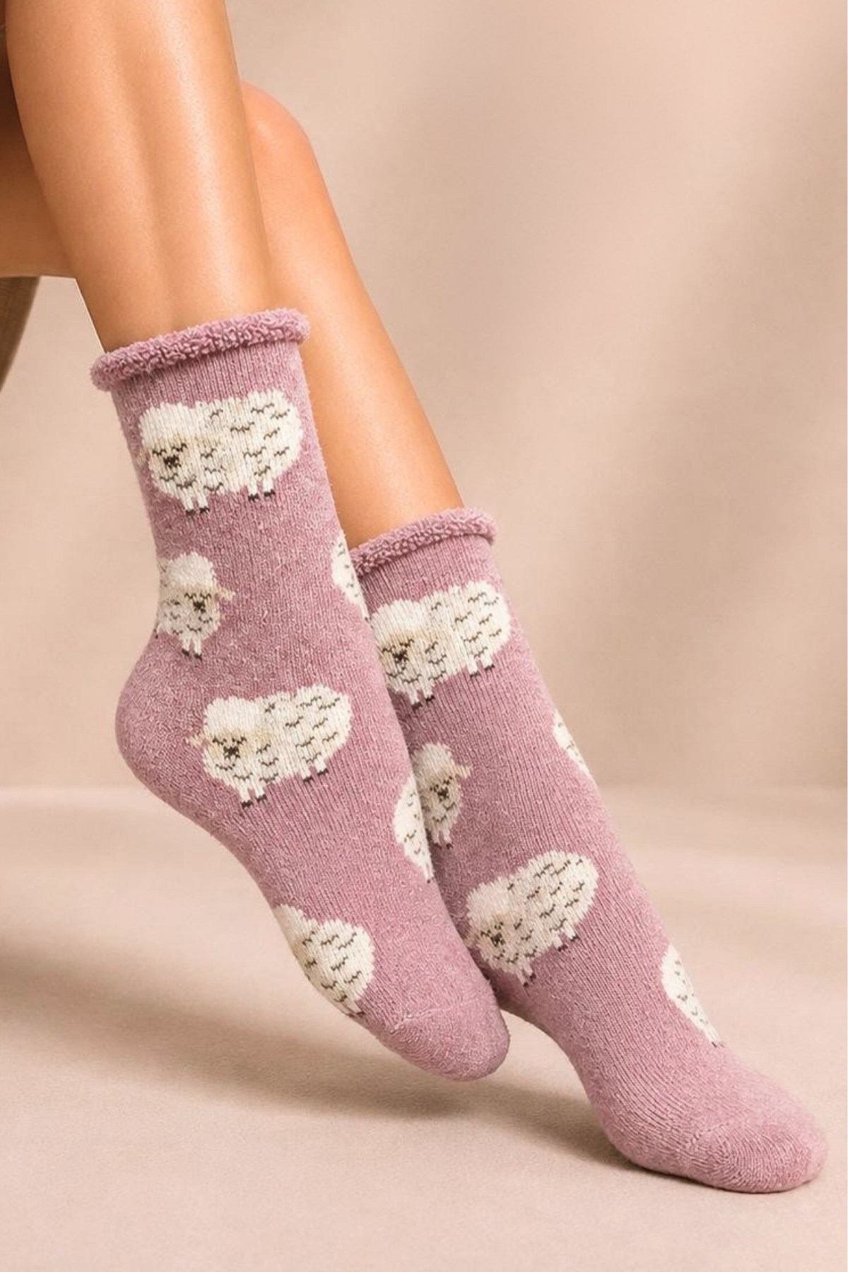 Kadın Lastiksiz Lambswool Kışlık Kalın Soket Çorap 4'lu Paket - 36 - 40