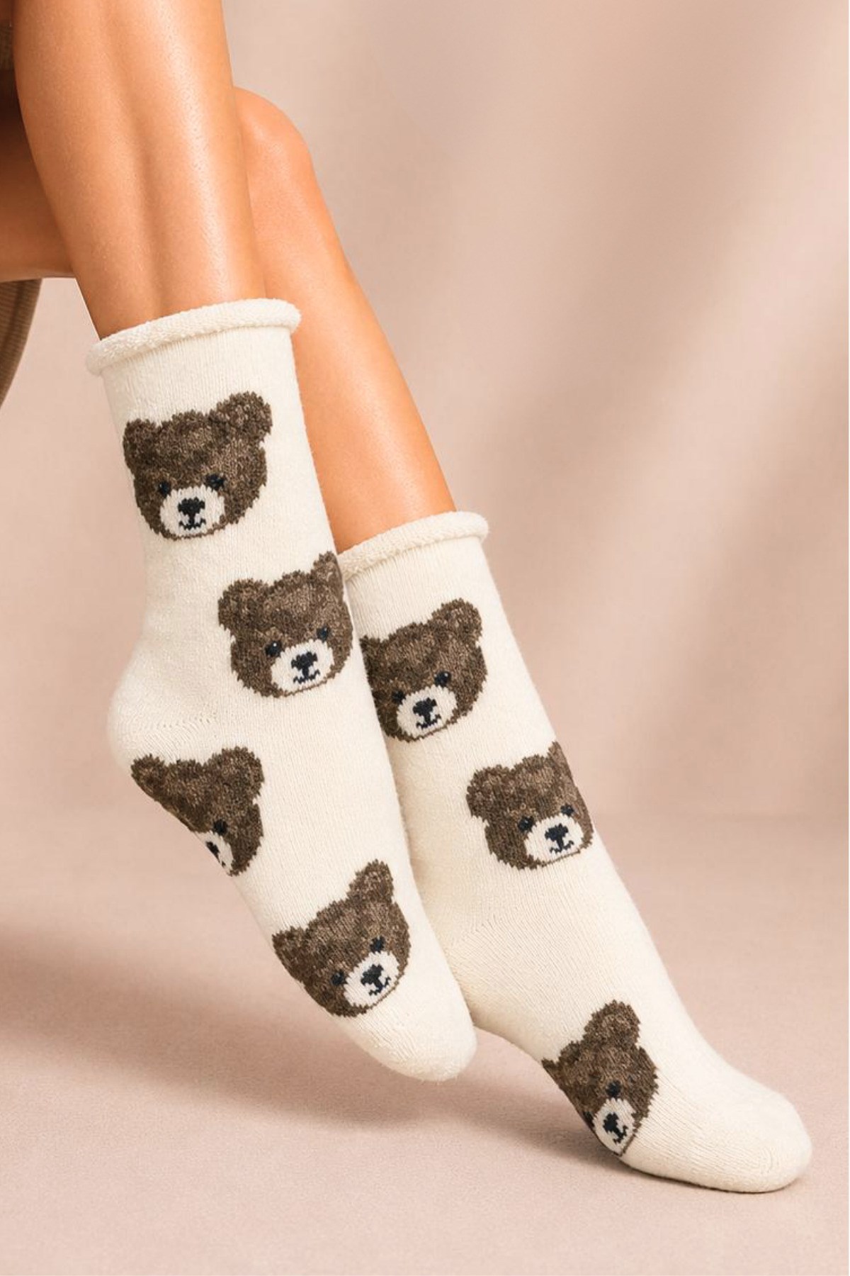 Kadın Lastiksiz Lambswool Kışlık Soket Çorap 3'lu Paket - 36 - 40