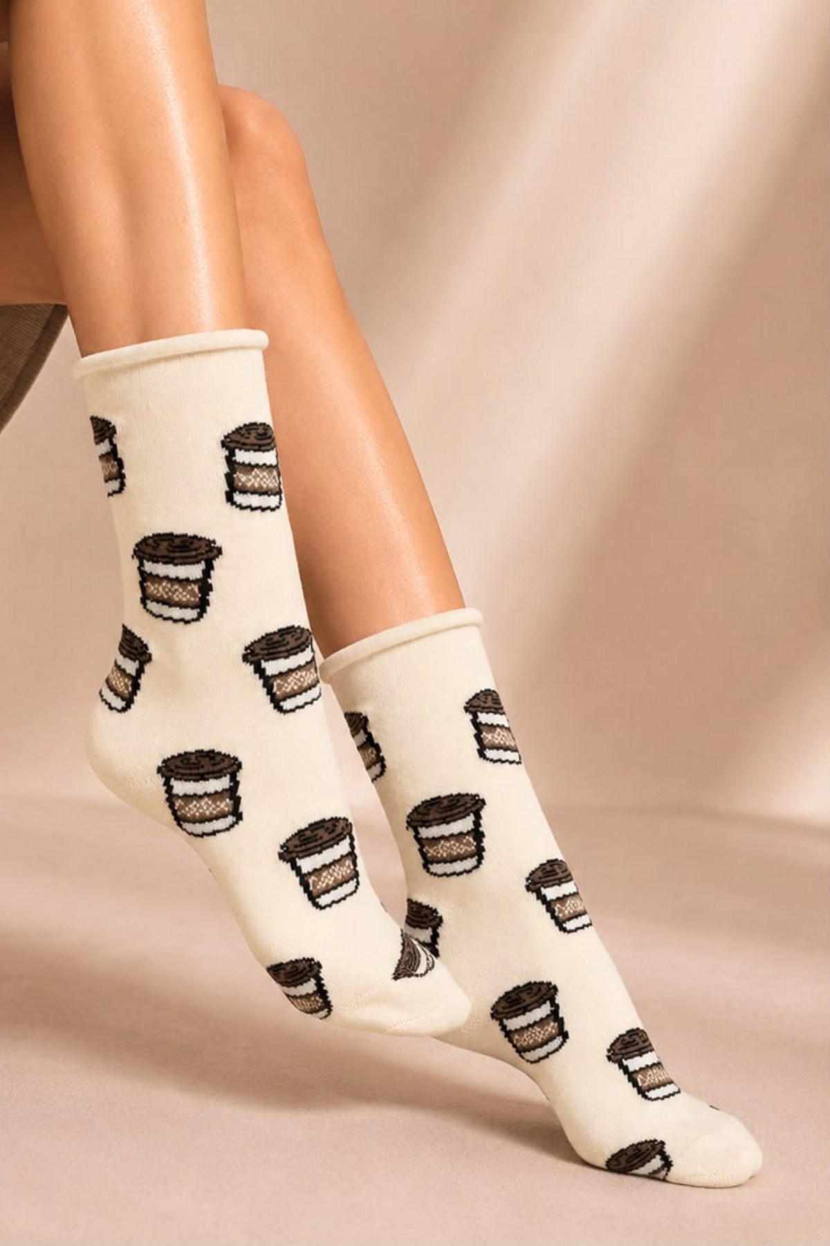 Kadın Pamuklu Lastiksiz Soket Desenli Çorap Çok Renkli 3'lu Paket - 36 - 40