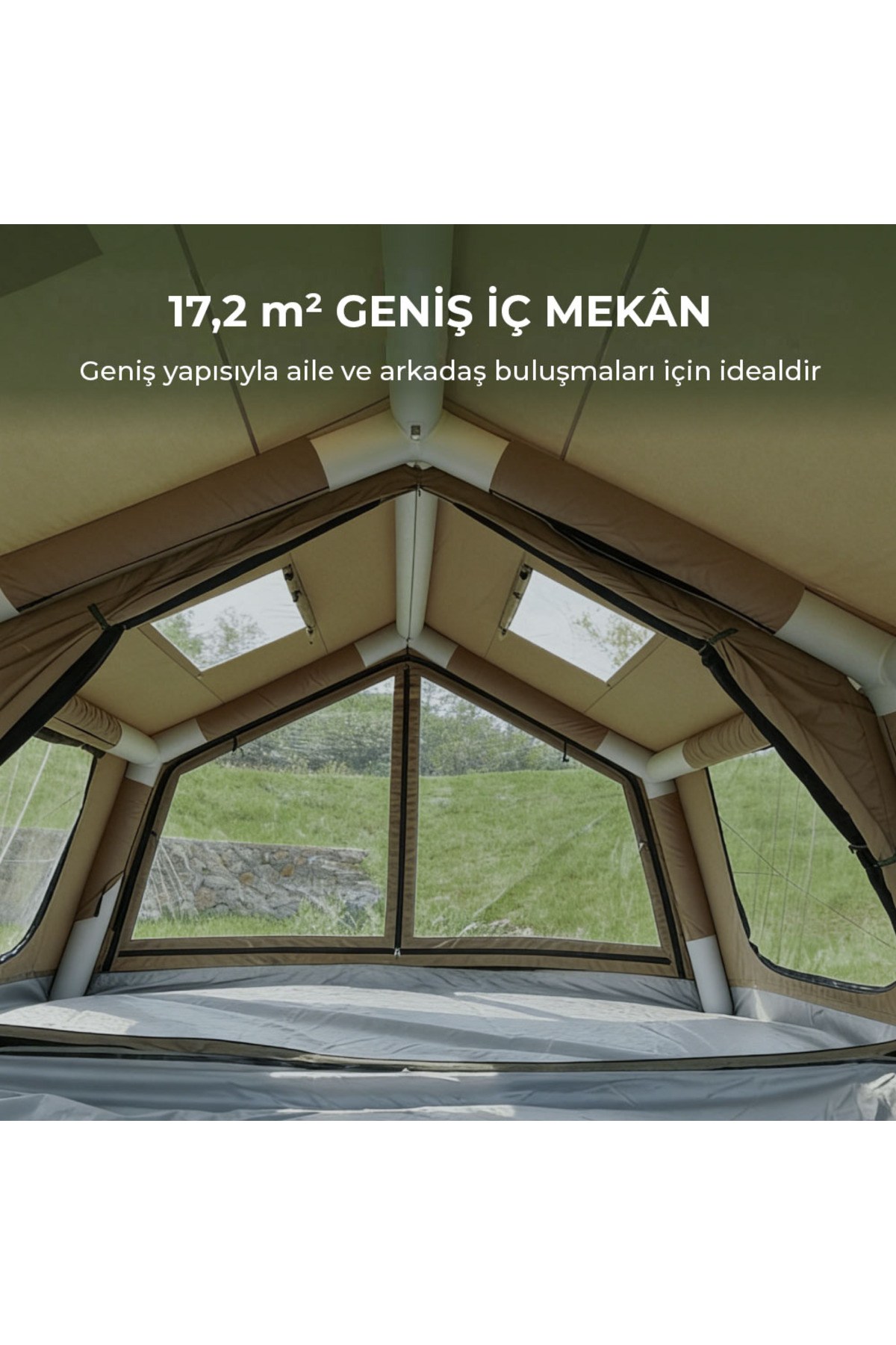 HABL 17 Kişilik 17.2 m² - 4 Mevsim, Su Geçirmez Şişme Çadır 360x480x220 cm