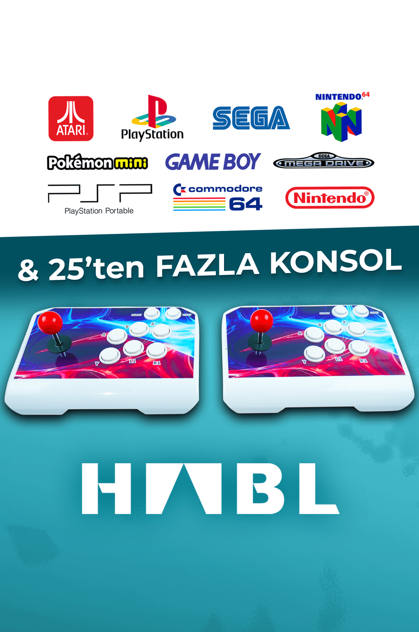 Habl 2025 Retro Arcade Oyun Konsolu 2 Kumandalı Kablosuz Set- 42.000 Oyunlu Super Box