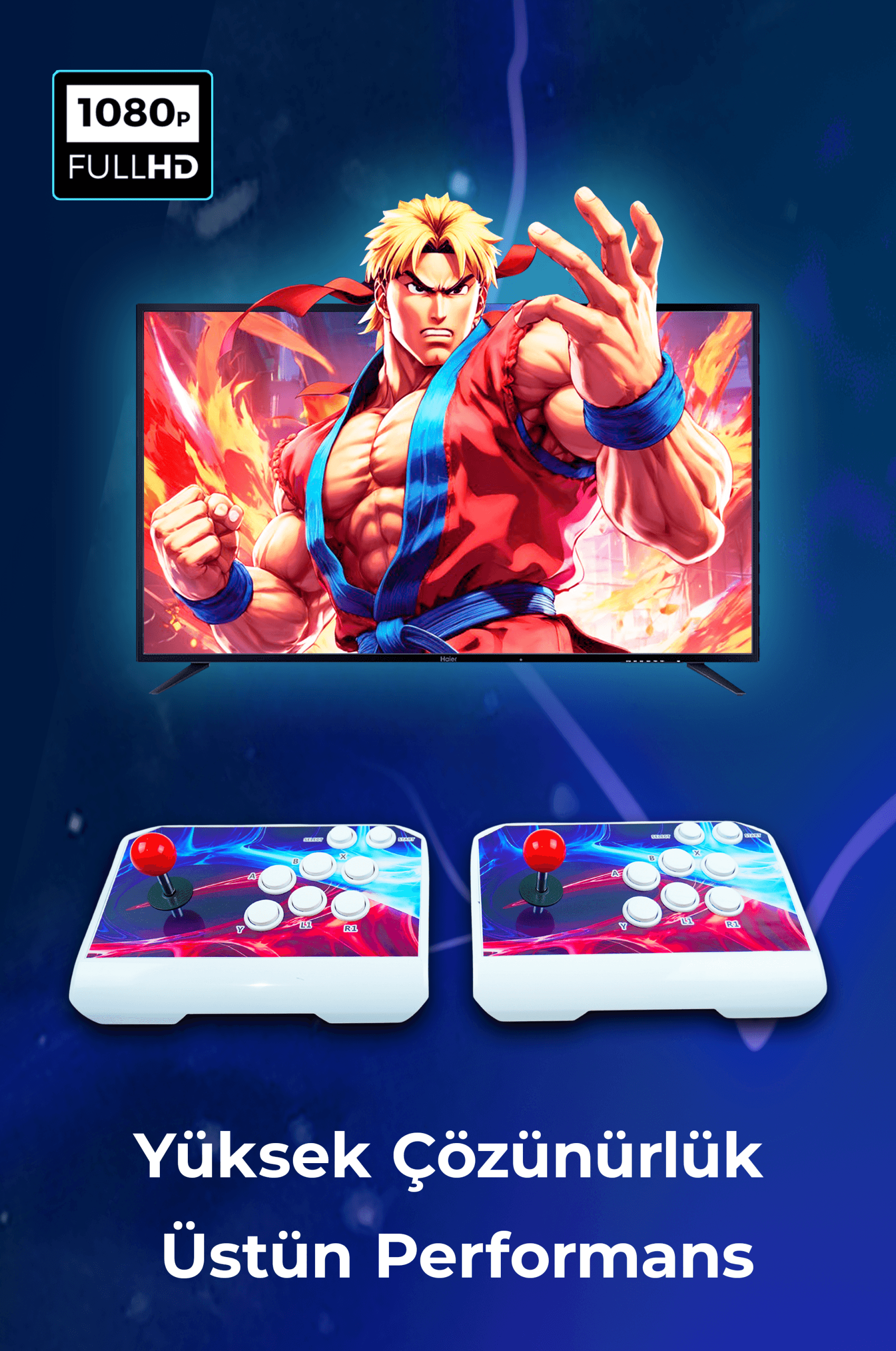 Habl 2025 Retro Arcade Oyun Konsolu 2 Kumandalı Kablosuz Set- 42.000 Oyunlu Super Box