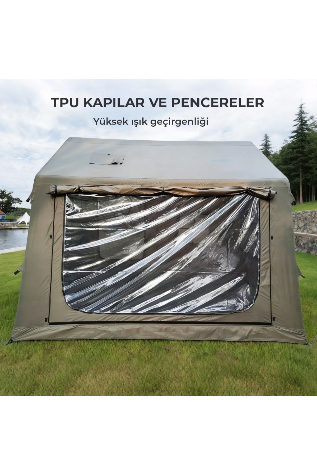 HABL 8 Kişilik 8.1 m² - Tenteli Gölgelikli, 4 Mevsim, Su Geçirmez Şişme Çadır 300x270x220 cm