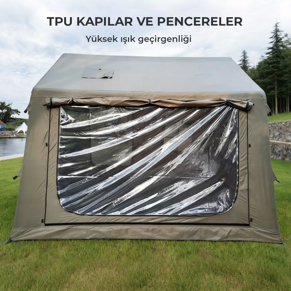 HABL 8 Kişilik 8.1 m² - Tenteli Gölgelikli, 4 Mevsim, Su Geçirmez Şişme Çadır 300x270x220 cm