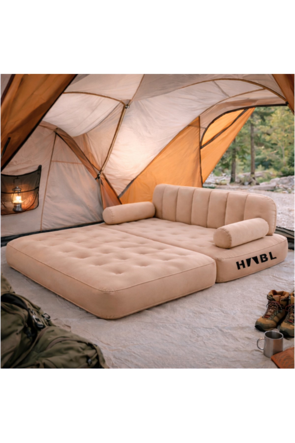 HABL Çift Kişilik 2'si 1 Arada Şarjlı Şişme Koltuk ve Yatak 190x150x65