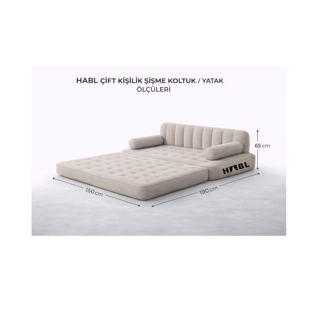 HABL Çift Kişilik 2'si 1 Arada Şarjlı Şişme Koltuk ve Yatak 190x150x65