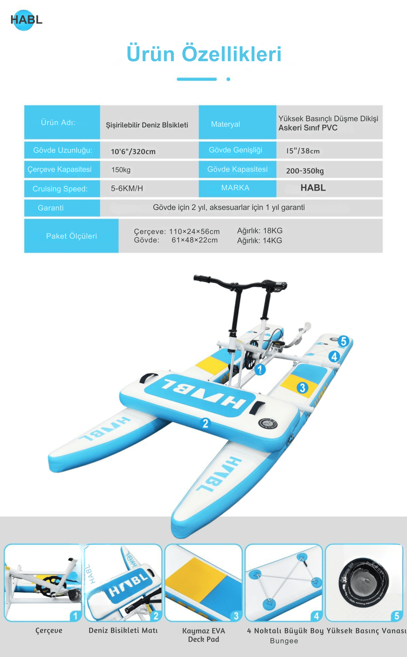 Habl Şişme Deniz Bisikleti - Water Bike