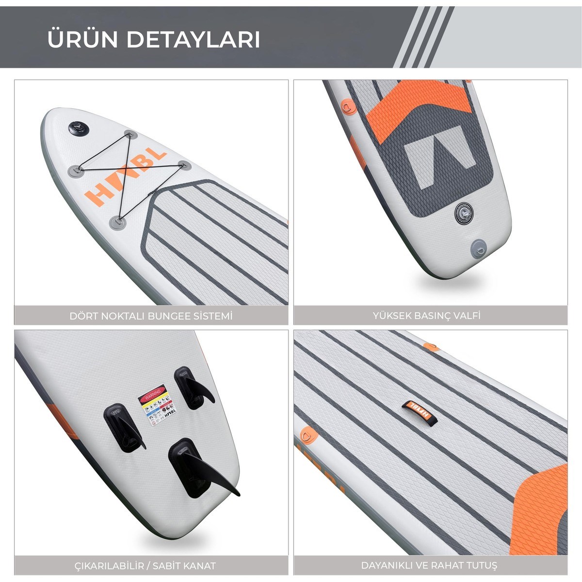 Habl Şişme Deniz Sup Board - Paddle Board – 320 x 81 x 15 Gri
