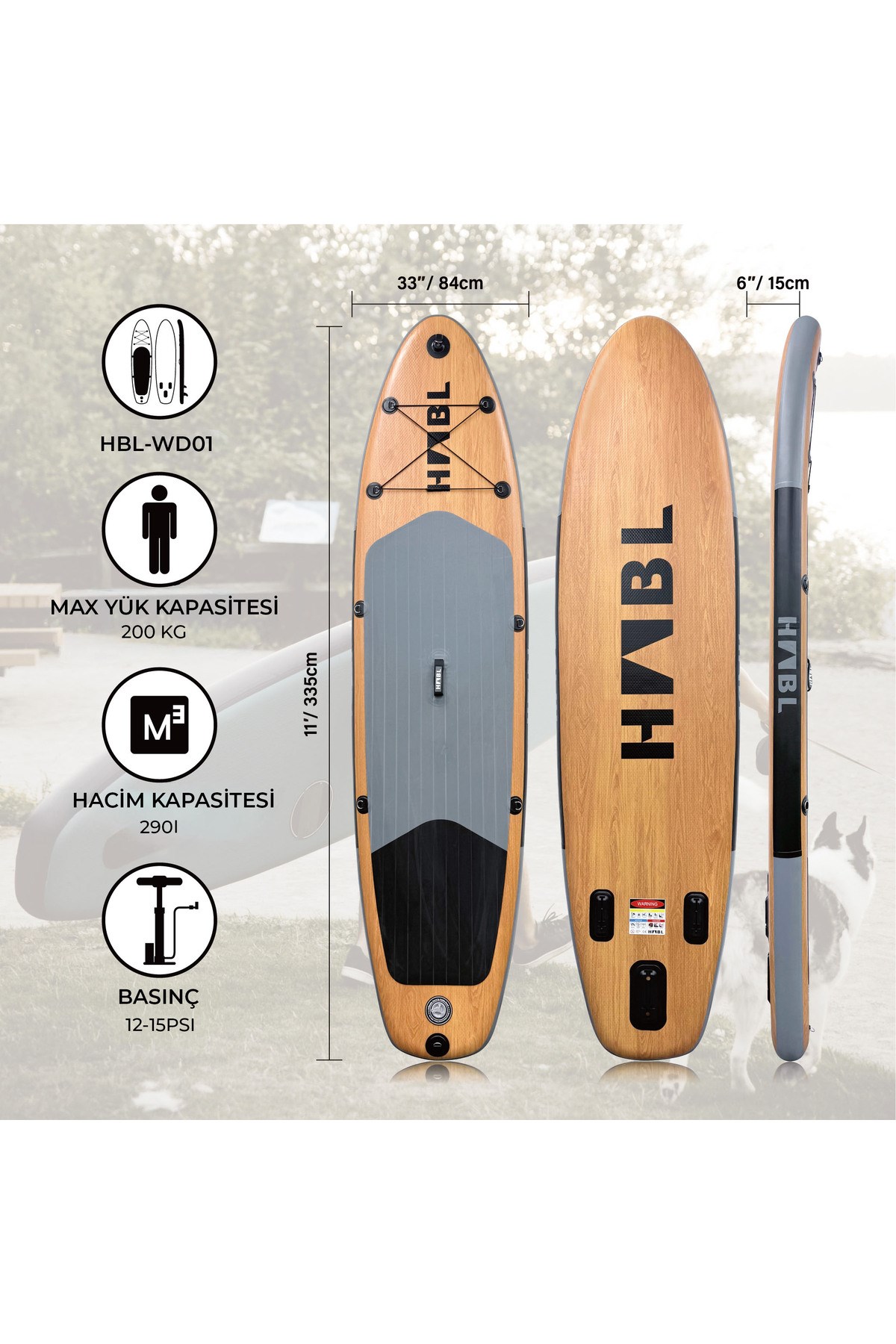 Habl Şişme Deniz Sup Board - Paddle Board – 335 x 84 x 15 Deluxe