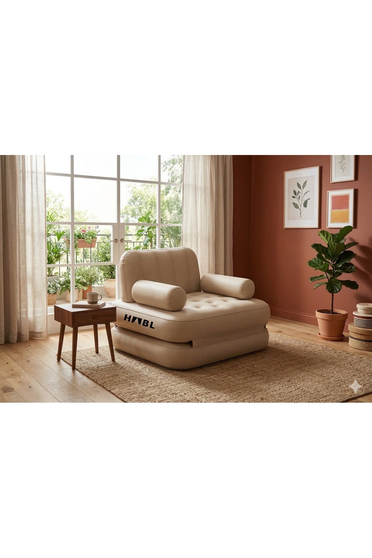 HABL Tek Kişilik 2'si 1 Arada Şarjlı Şişme Koltuk ve Yatak 190x100x65
