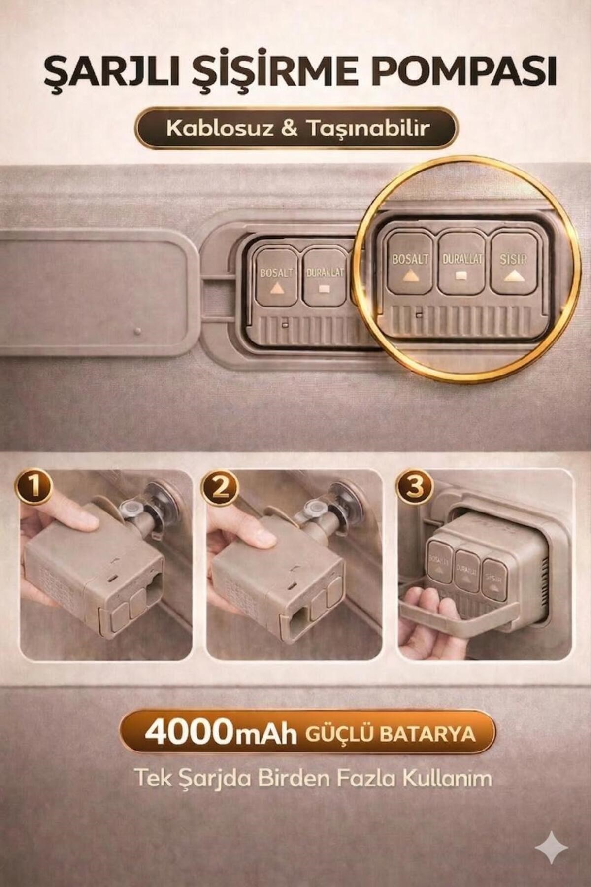 HABL Tek Kişilik 2'si 1 Arada Şarjlı Şişme Koltuk ve Yatak 190x100x65