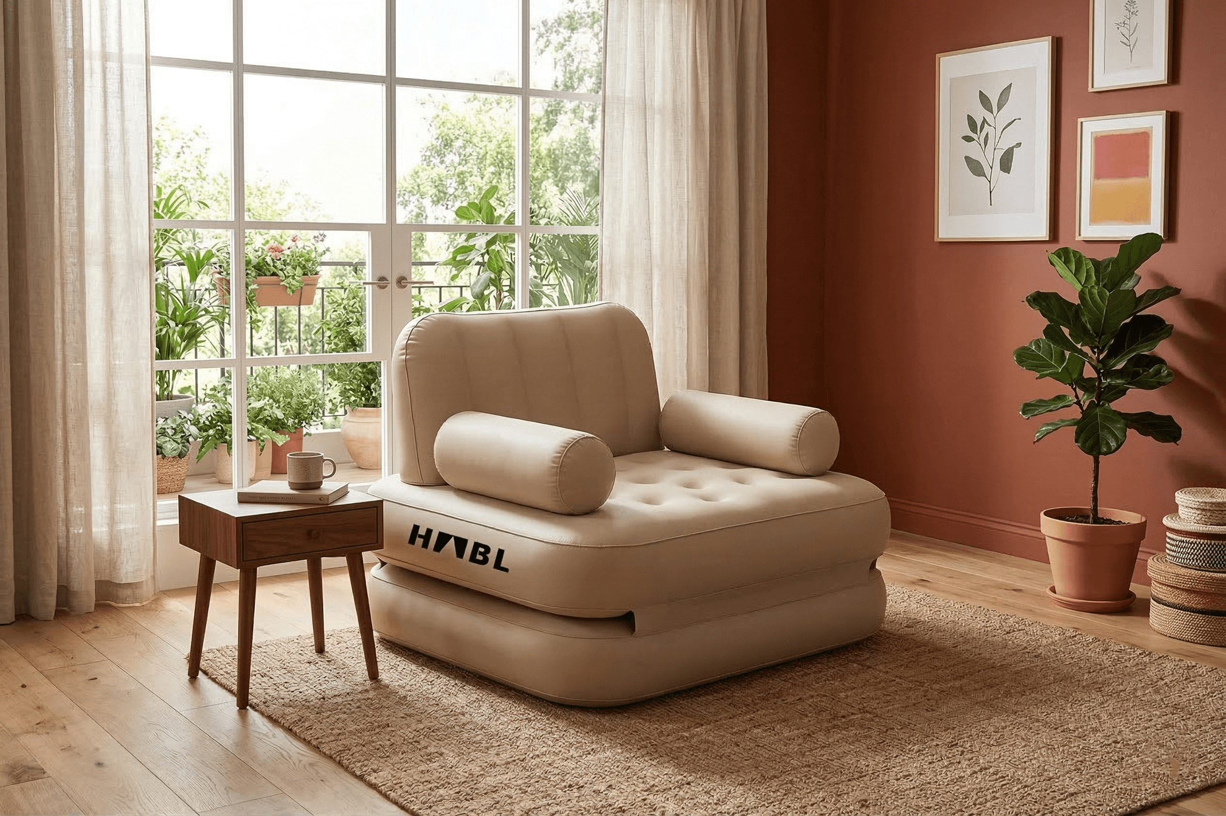 HABL Tek Kişilik 2'si 1 Arada Şarjlı Şişme Koltuk ve Yatak 190x100x65
