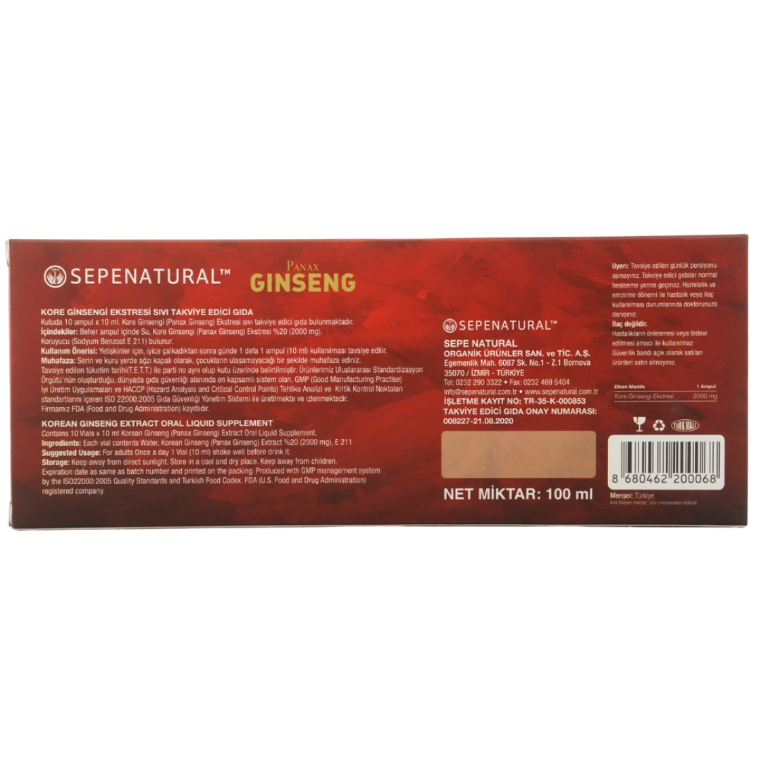 SPN  KORE GİNSENG EKSTRESİ SIVI SHOT 10X10ML