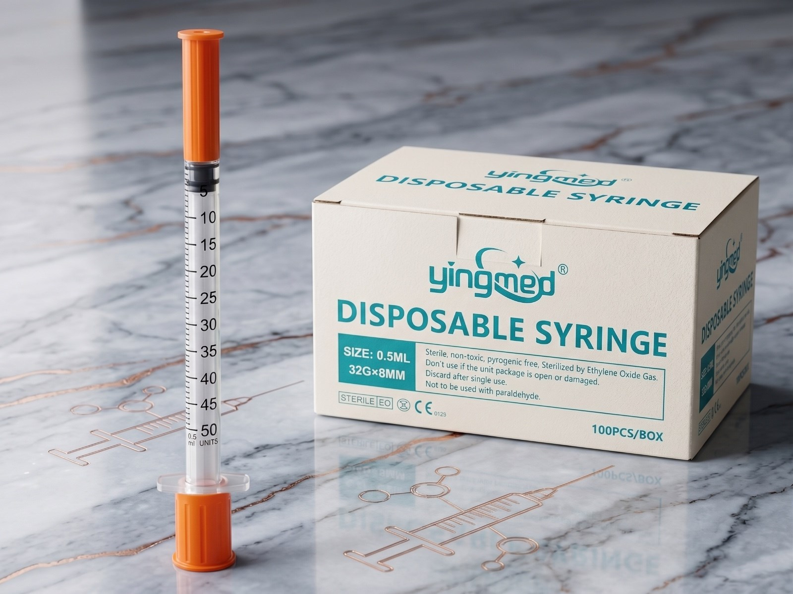 Yingmed 0.5 ml 32G 8mm Steril Botoks ve Mezoterapi Enjektörü (100 Adet),