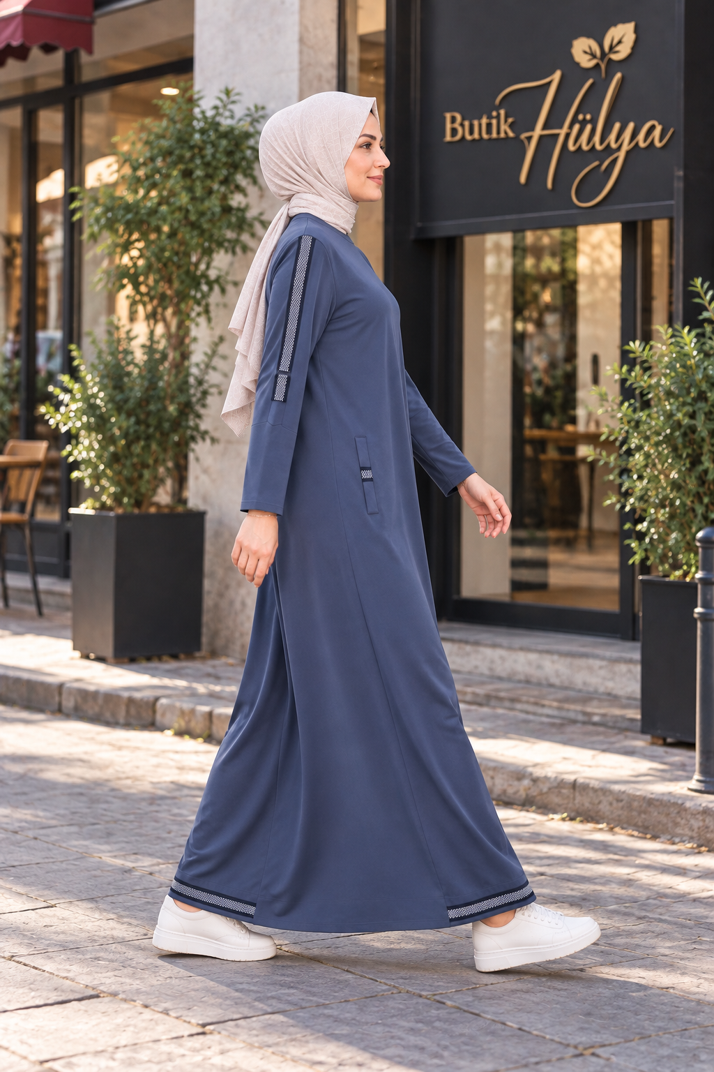 26129 Manşetli Elbise Koyu Gri