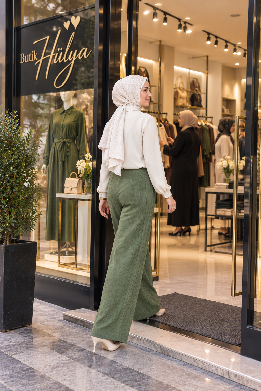 28110 Nubuk Modal Kumaş Pantolon Yeşil
