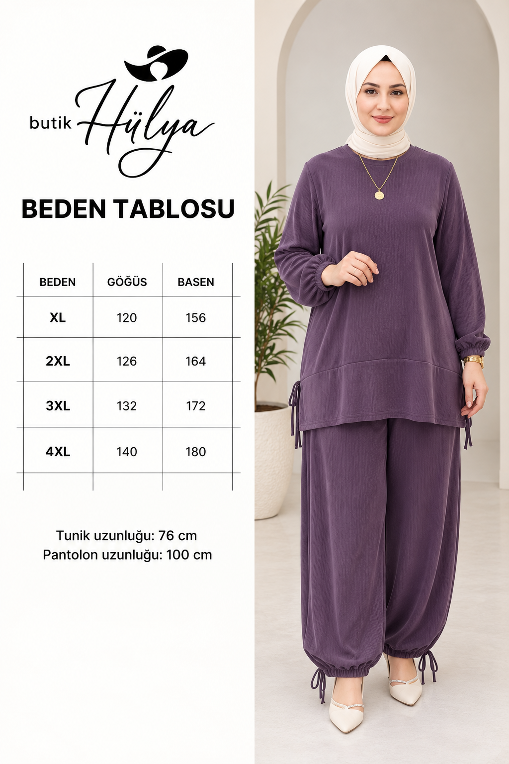 29122 Pike Şalvarlı Takım Mor