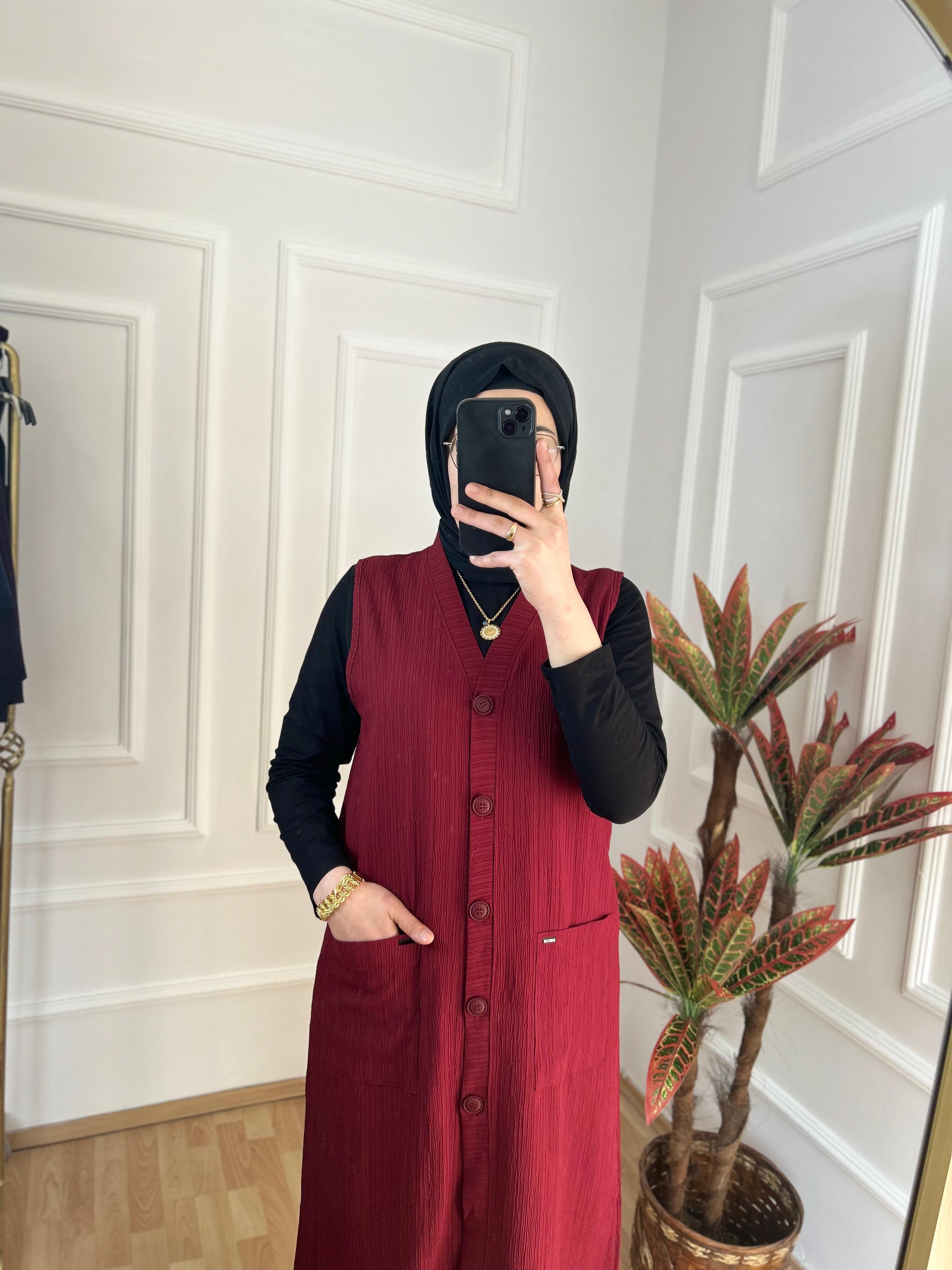 Ahsen keten yelek bordo 31103