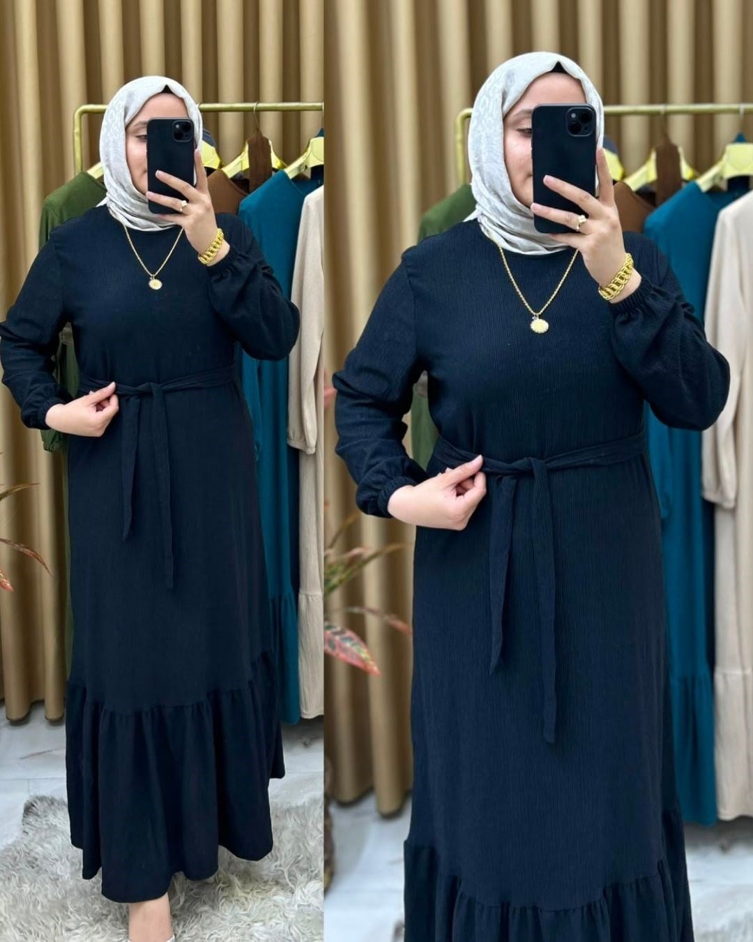 Ahu Fitilli Elbise Siyah 26122