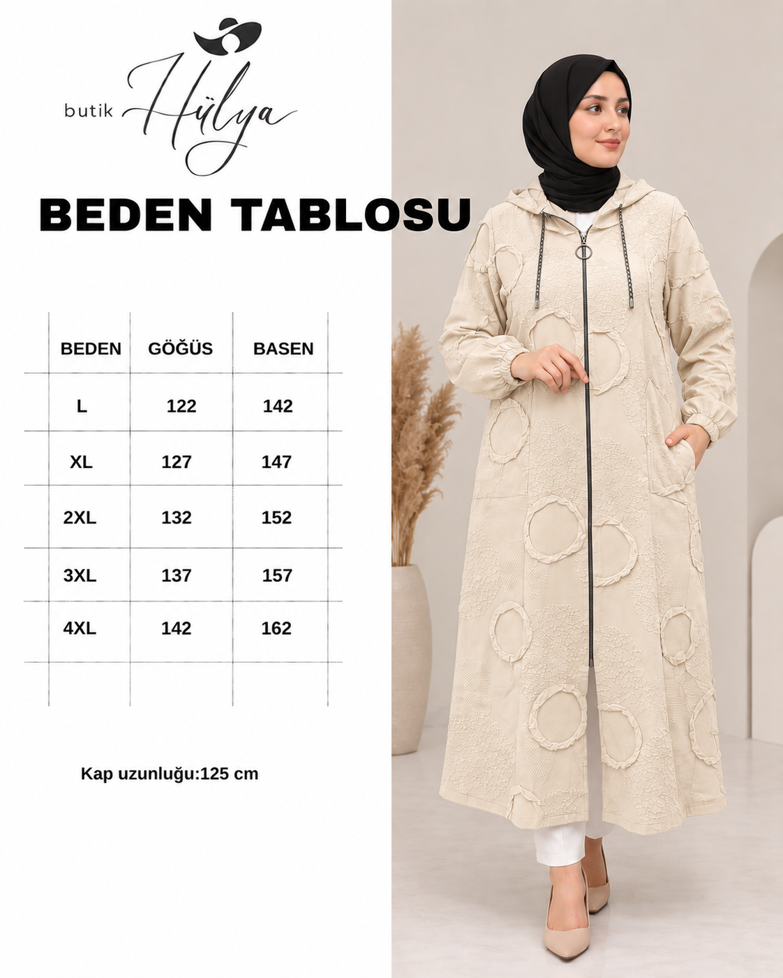 Azra Jakarlı Kabartmalı Zincirli Kap Krem 30109
