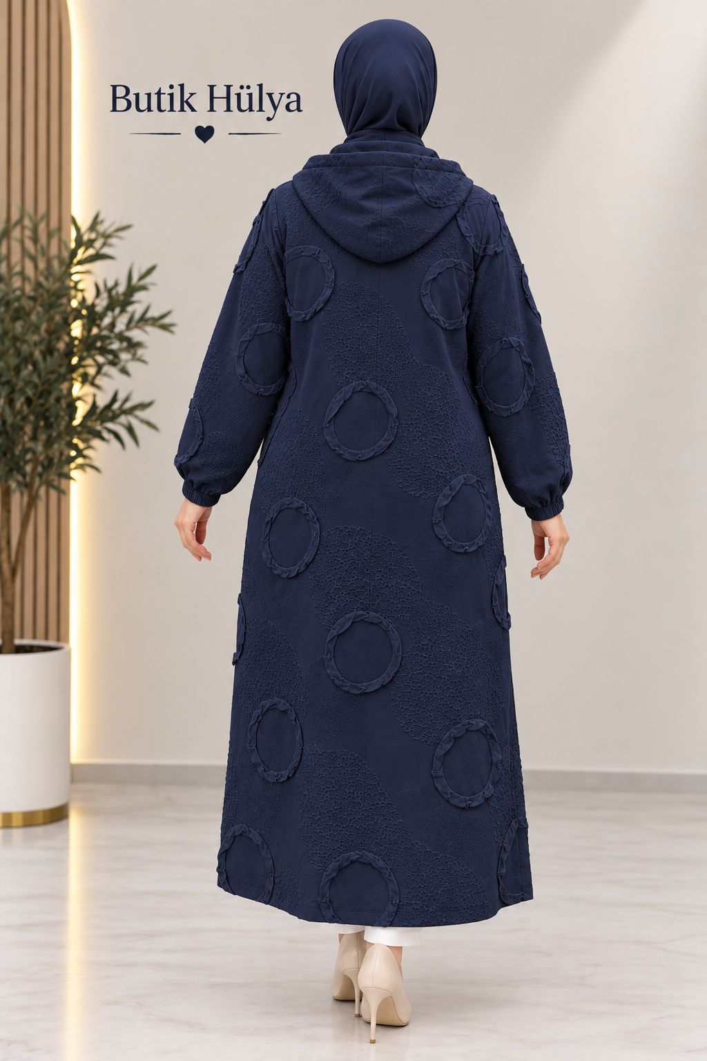 Azra Jakarlı Kabartmalı Zincirli Kap Lacivert 30109