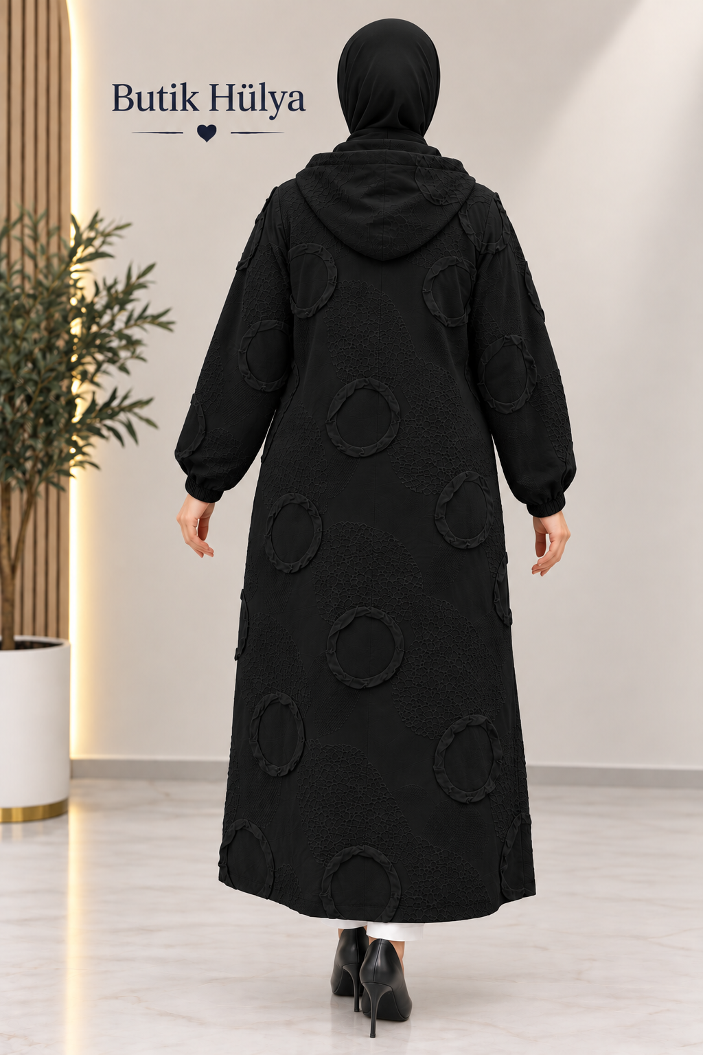 Azra Jakarlı Kabartmalı Zincirli Kap Siyah 30109