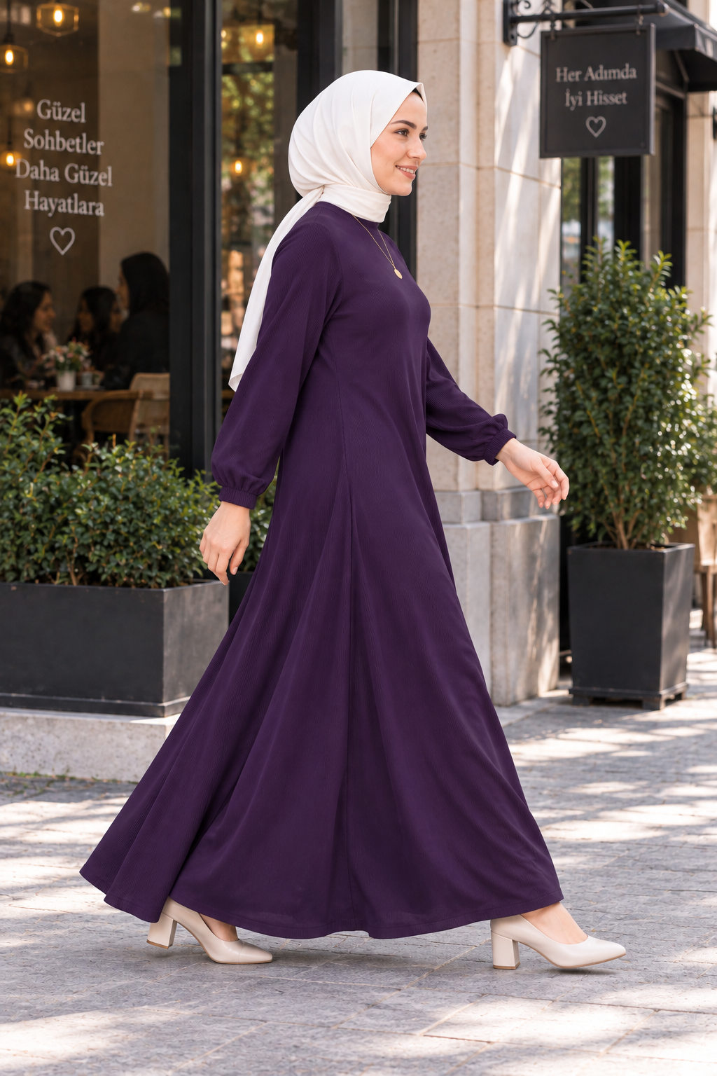 Ceylan Fitilli Elbise Mor 26128