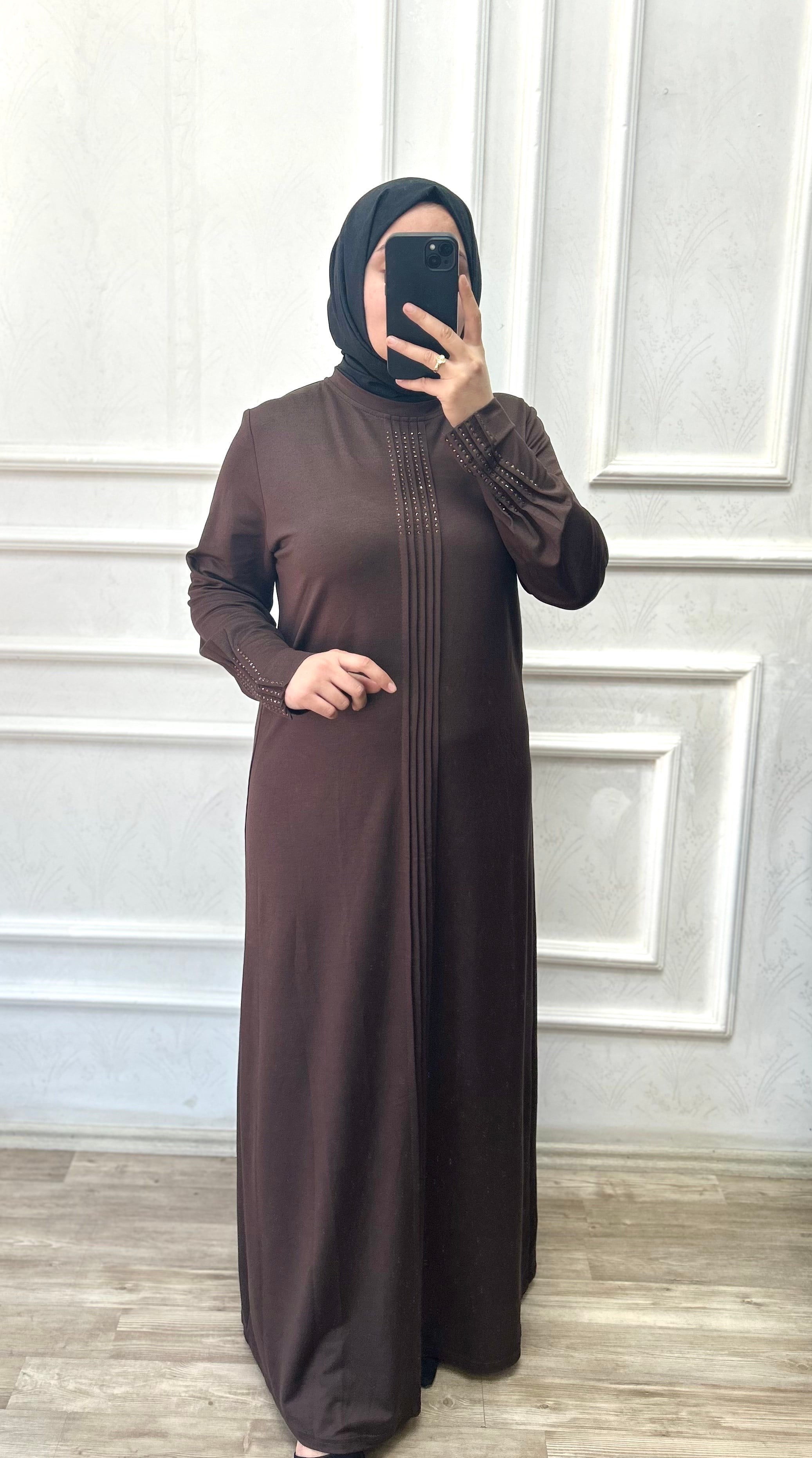 Elif Nervürlü Elbise Acı Kahve 