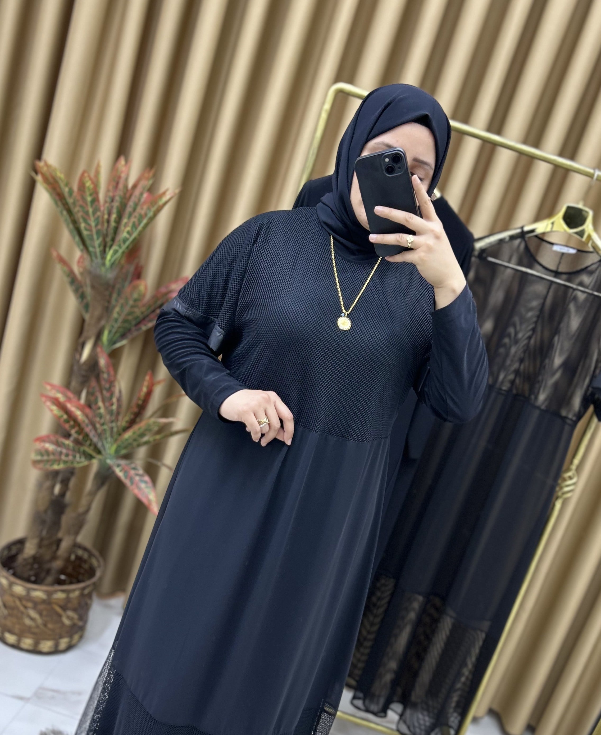 Fileli Sandy Kumaş Elbise Siyah 26112
