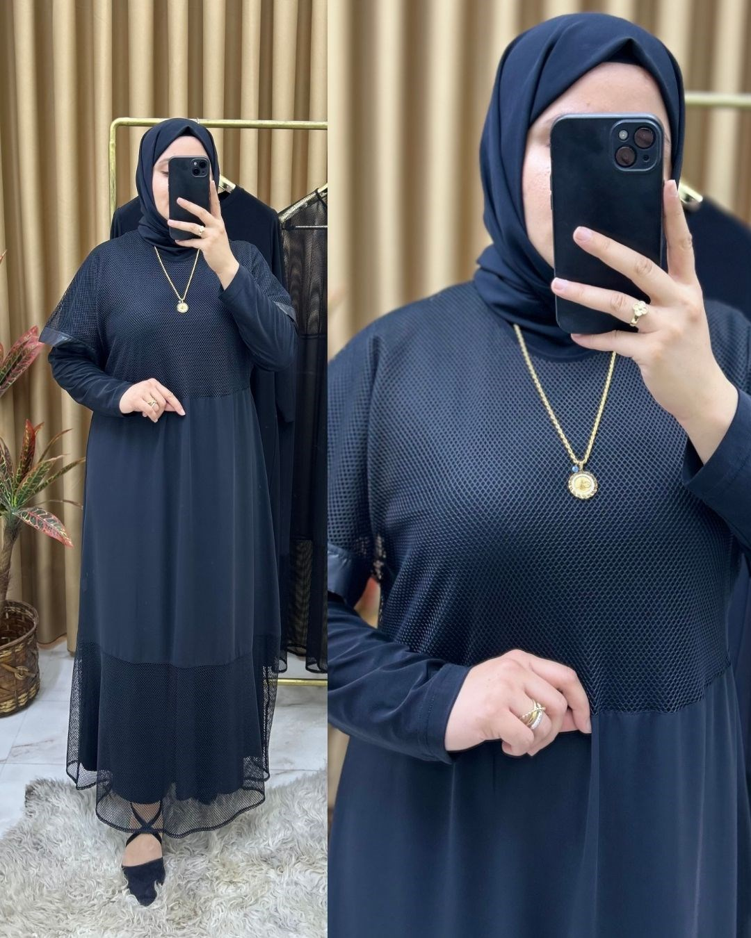 Fileli Sandy Kumaş Elbise Siyah 26112
