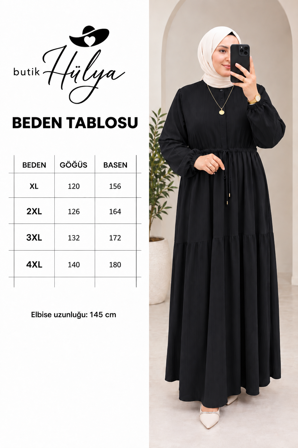 Gofre Elbise Siyah 26130